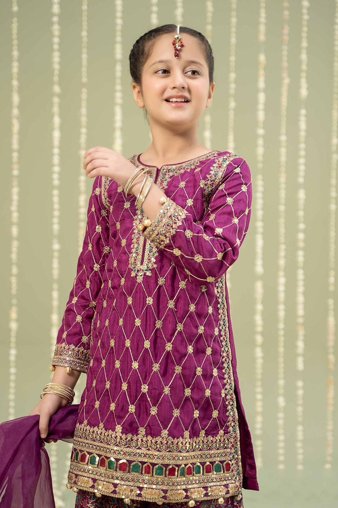 Maria B | 3 Piece Embroidered Raw Silk Suit | MKS-W24-28 - by - Libasekhas UK - Registered Vendor of : Maria B - 100% Original Designer Dresss