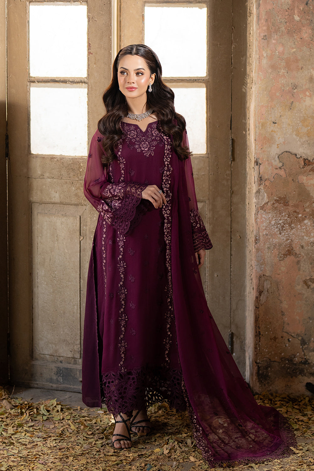 Azure | Ensembles Embroidered Formals | Merlot Grace - by - Libasekhas UK - Registered Vendor of : Azure - 100% Original Designer Dresss