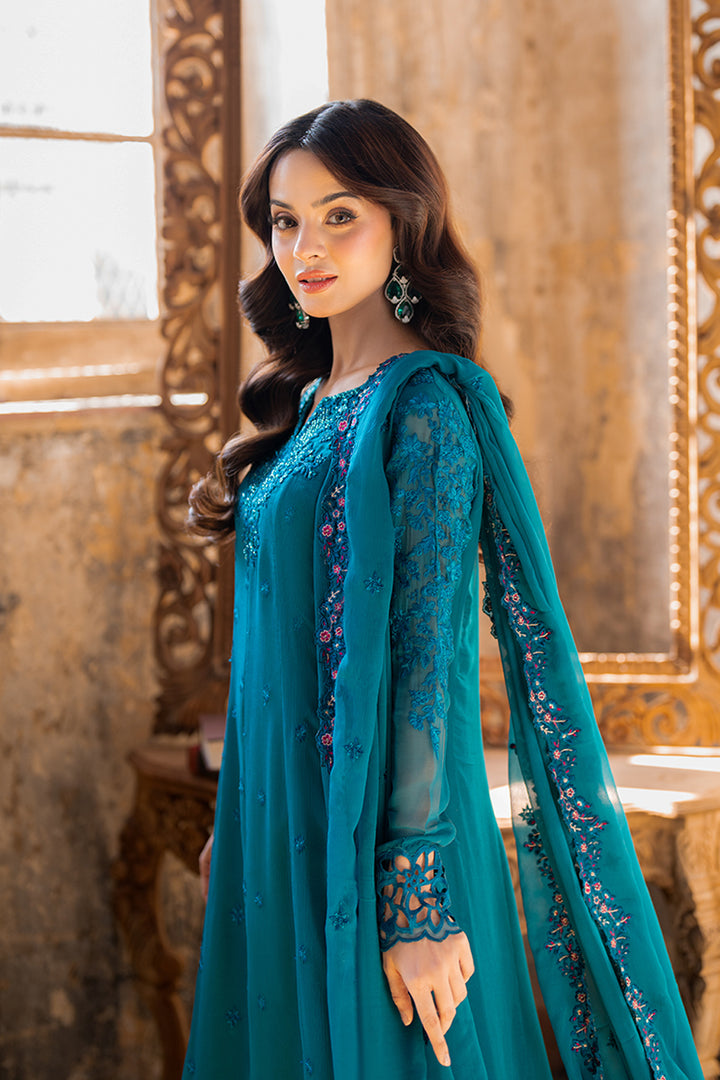 Azure | Ensembles Embroidered Formals | Mystic Teal - by - Libasekhas UK - Registered Vendor of : Azure - 100% Original Designer Dresss
