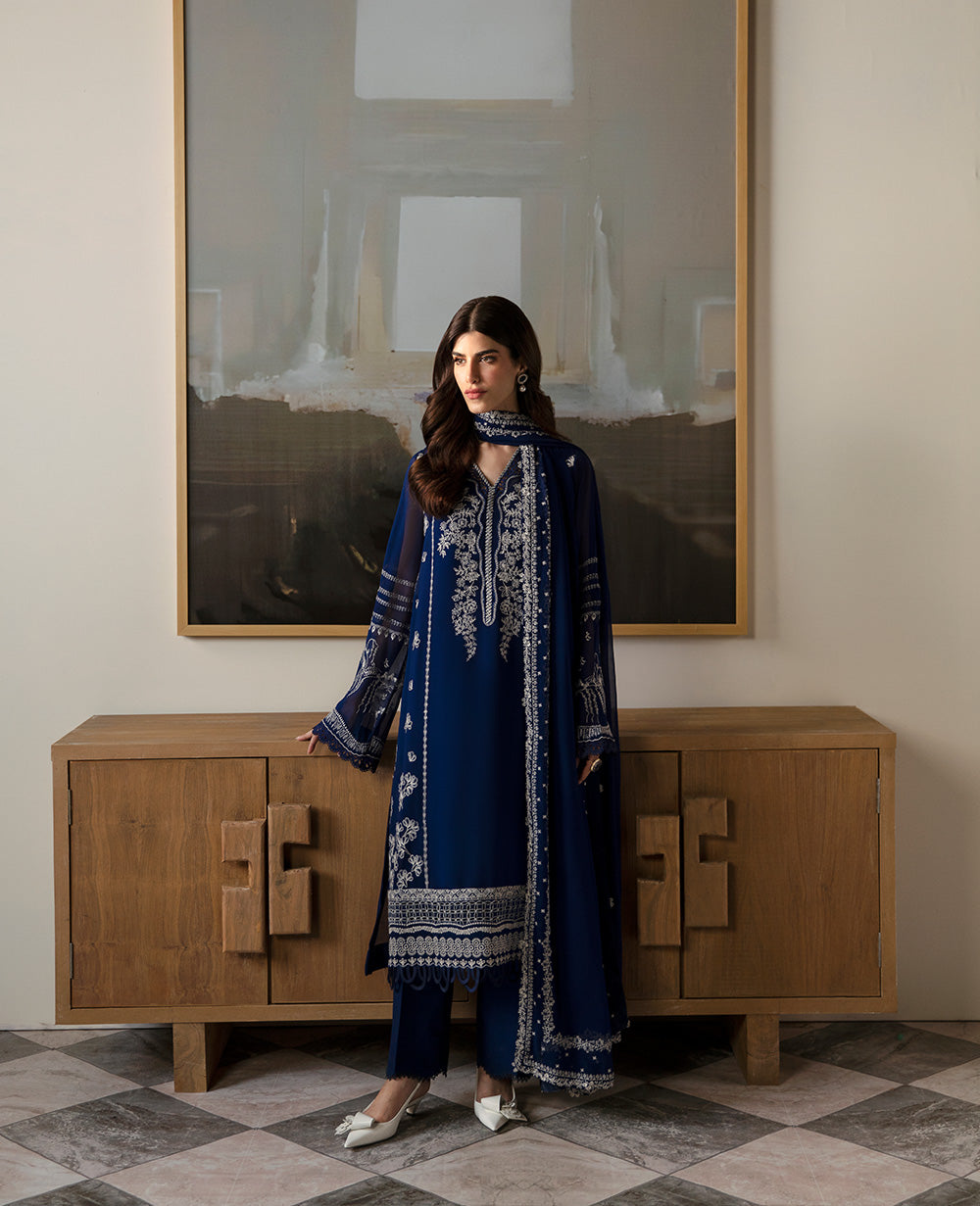 Republic Womenswear | Premium Pret 25 | RPP-05 (Bleu rêveur) - by - Libasekhas UK - Registered Vendor of : Republic Womenswear - 100% Original Designer Dresss