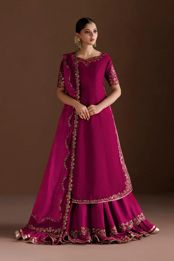 Iznik| Velvet'26 | Pink Long Shir & Lehnga-IV-88 Embroidered Velvet