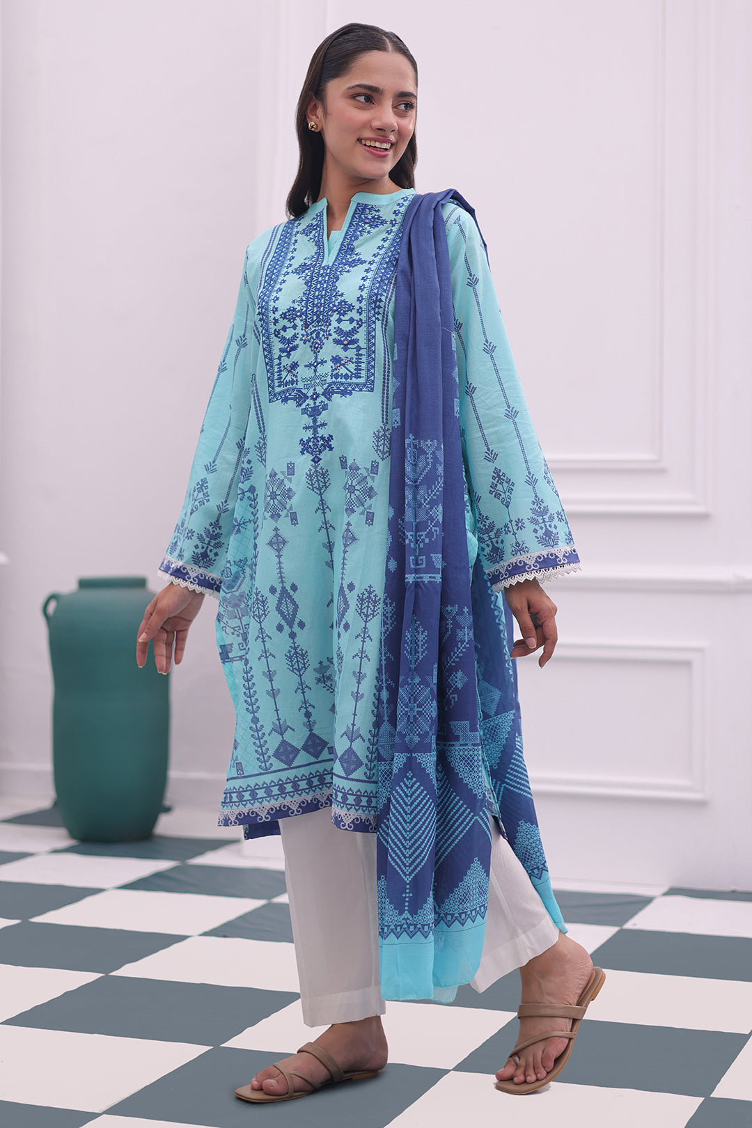 Zellbury | Summer Pret | Embroidered Kurta Dupatta - 1907 - by - Libasekhas UK - Registered Vendor of : Zellbury Women - 100% Original Designer Dresss