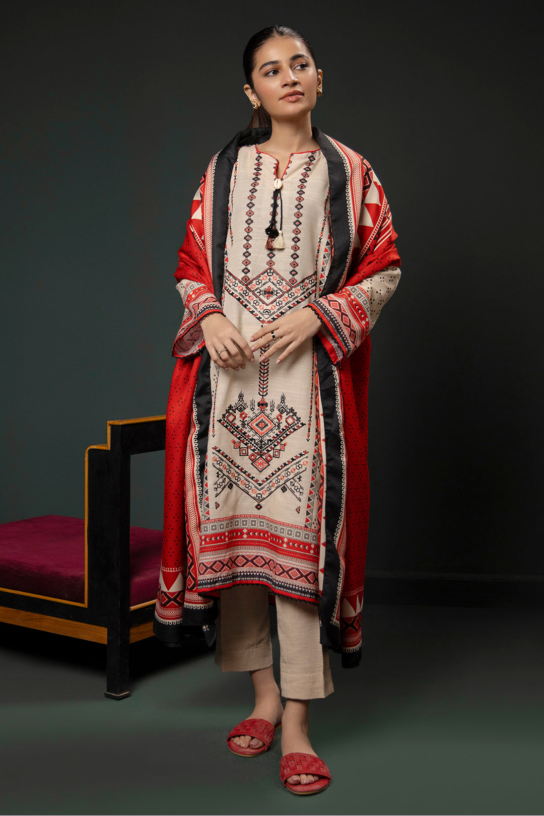 Zellbury | Winter Pret | Embroidered Kurta Shawl - 2937 - by - Libasekhas UK - Registered Vendor of : Zellbury Women - 100% Original Designer Dresss