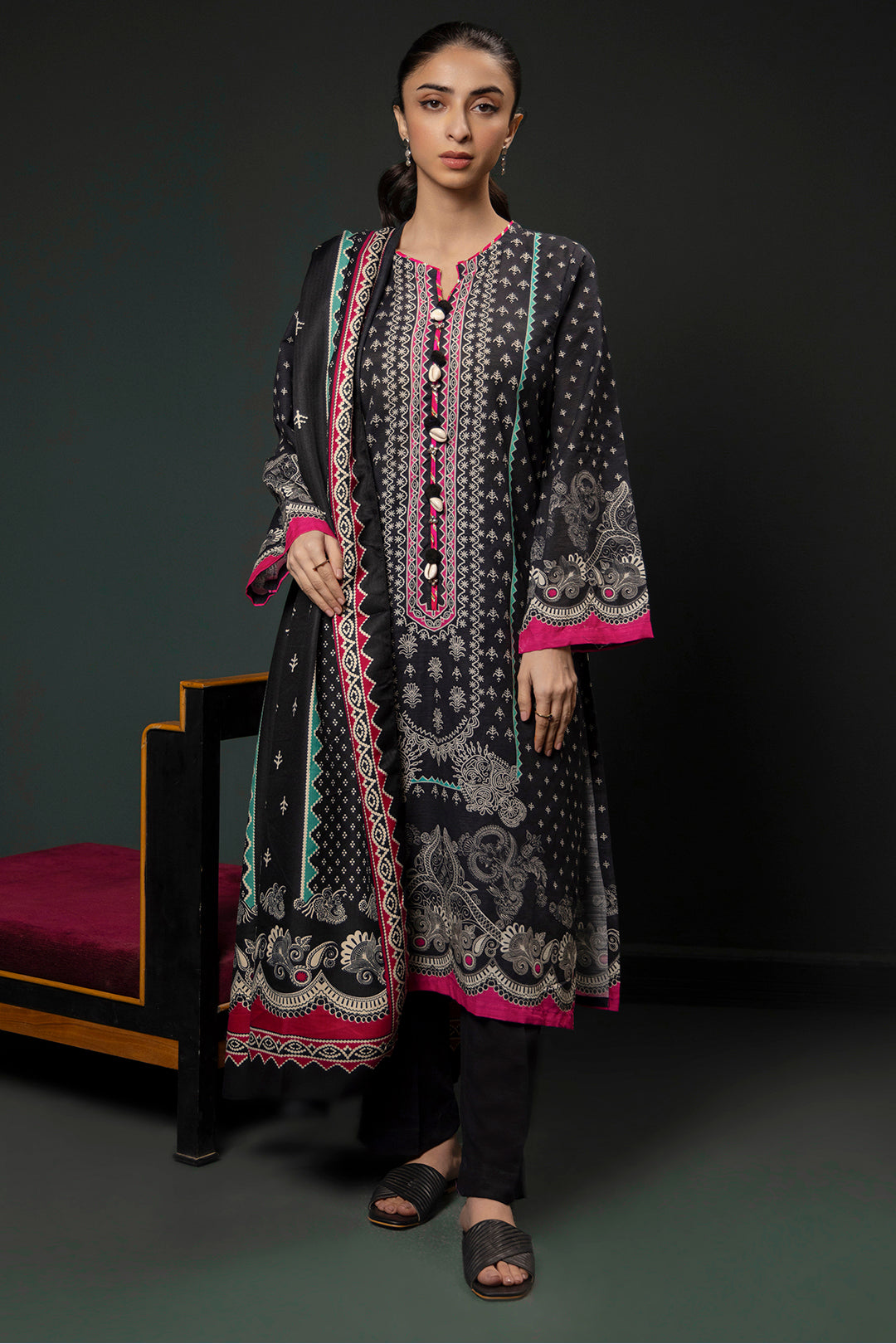 Zellbury | Winter Pret | Kurta Shawl Trouser - 3008 - by - Libasekhas UK - Registered Vendor of : Zellbury Women - 100% Original Designer Dresss