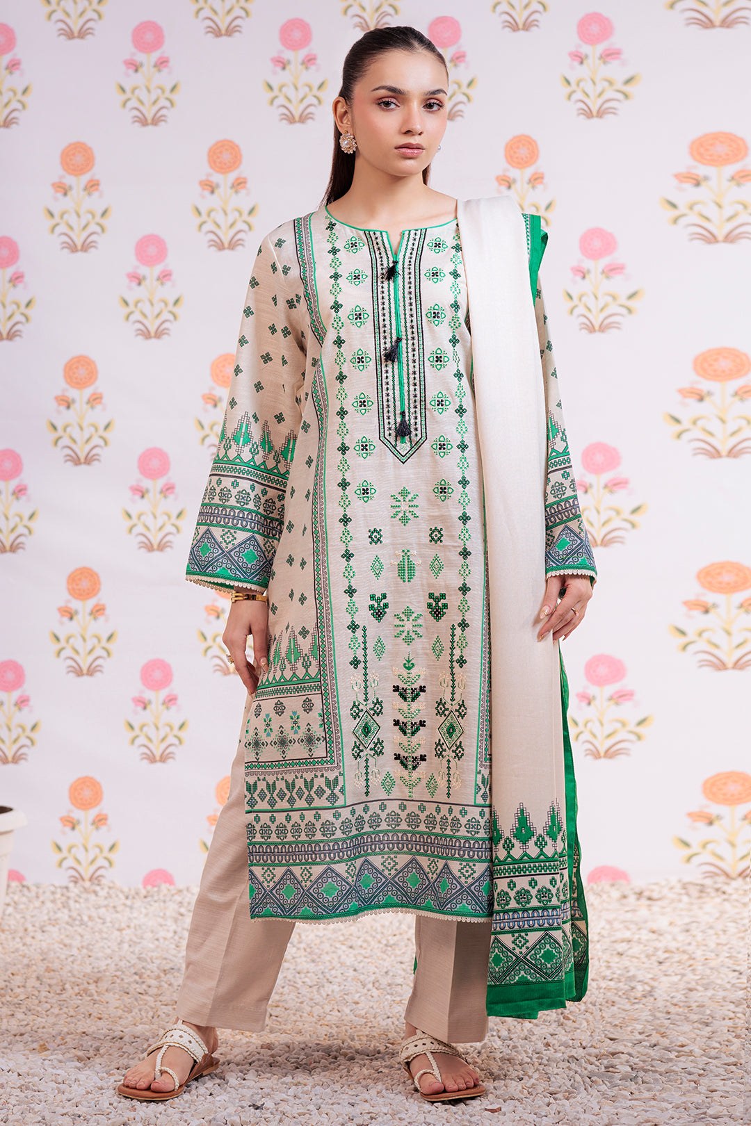 Zellbury | Winter Pret | Embroidered Kurta Dupatta Trouser - 3075 - by - Libasekhas UK - Registered Vendor of : Zellbury Women - 100% Original Designer Dresss