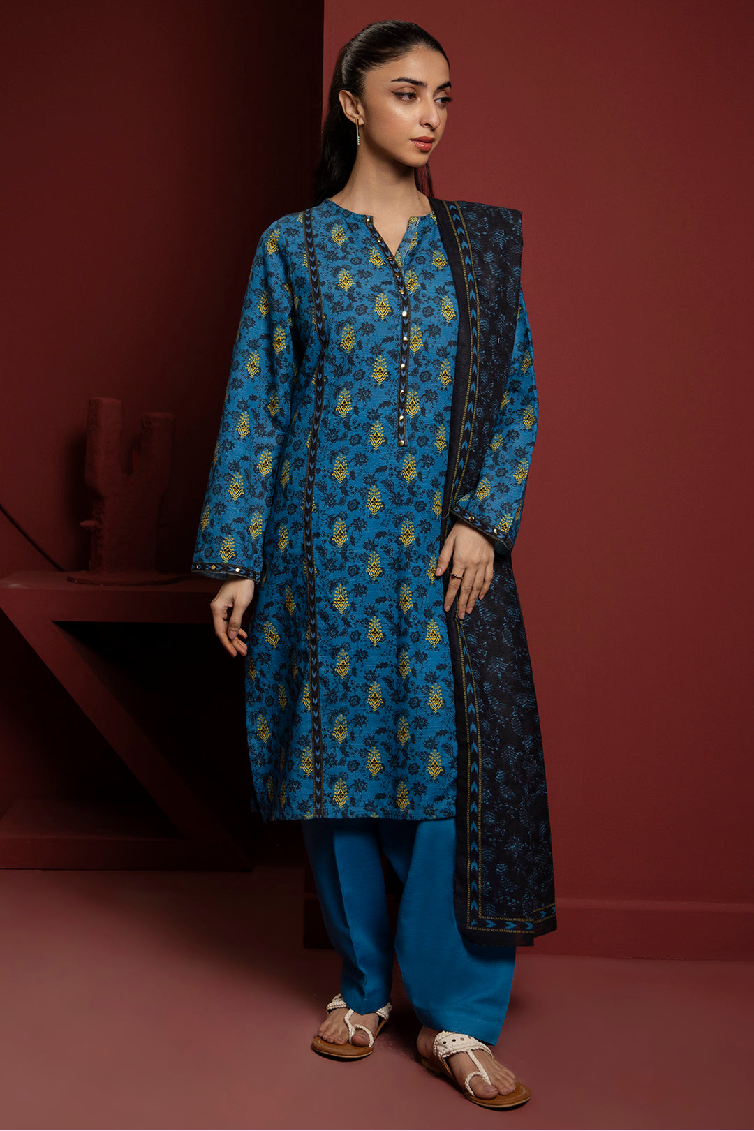 Zellbury | Winter Pret | Kurta Dupatta Trouser - 3115 - by - Libasekhas UK - Registered Vendor of : Zellbury Women - 100% Original Designer Dresss