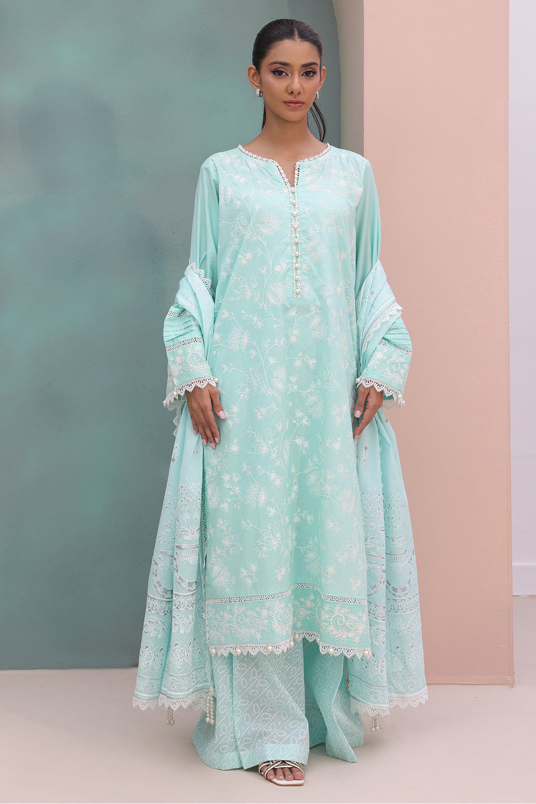 Zellbury | Unstitched 3 Piece Cambric | Embroidered Shirt Shalwar Dupatta - 0073 - by - Libasekhas UK - Registered Vendor of : Zellbury Women - 100% Original Designer Dresss