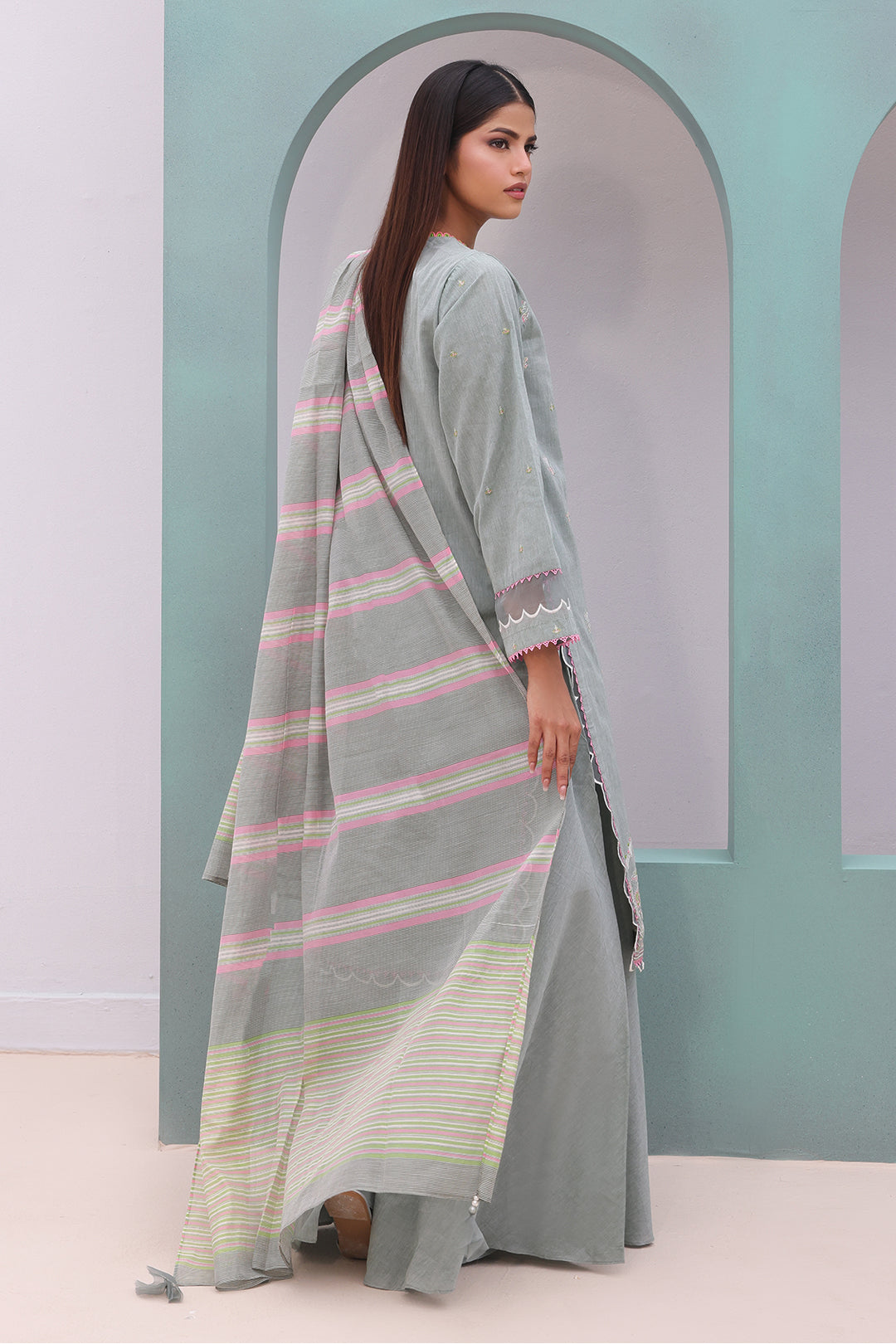 Zellbury | Unstitched 3 Piece Chambray | Embroidered Shirt Shalwar Dupatta - 0075 - by - Libasekhas UK - Registered Vendor of : Zellbury Women - 100% Original Designer Dresss