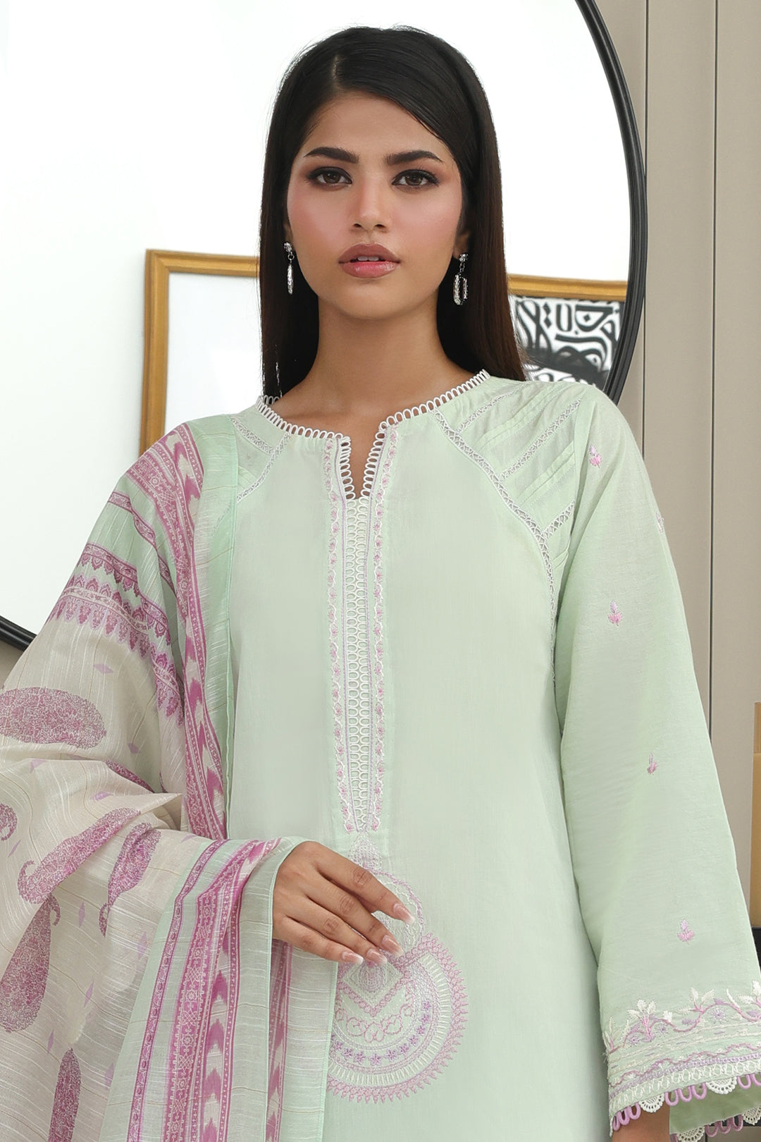 Zellbury | Unstitched 3 Piece Chambray | Embroidered Shirt Shalwar Dupatta - 0077 - by - Libasekhas UK - Registered Vendor of : Zellbury Women - 100% Original Designer Dresss
