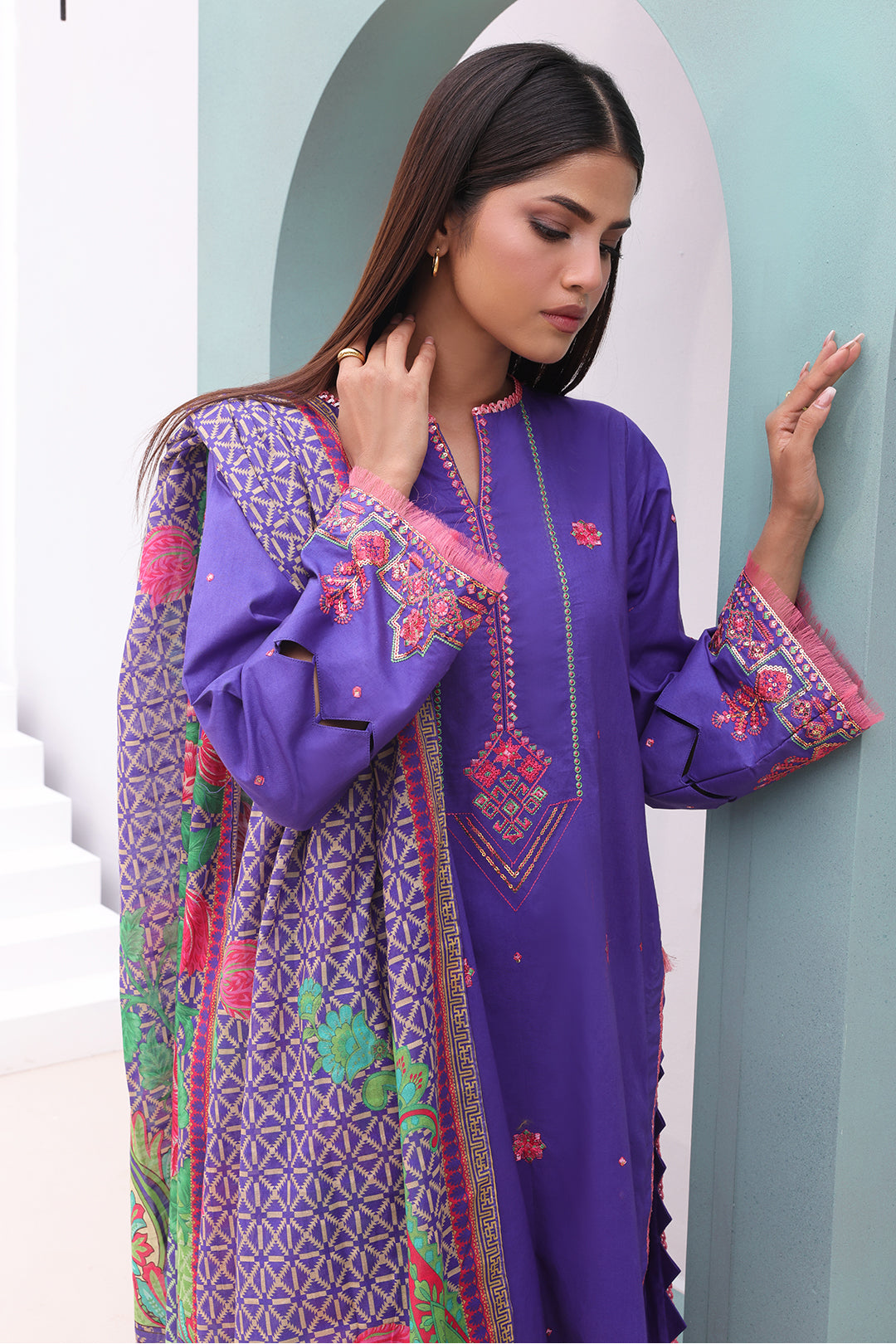 Zellbury | Unstitched 3 Piece Cambric | Embroidered Shirt Shalwar Dupatta - 0082 - by - Libasekhas UK - Registered Vendor of : Zellbury Women - 100% Original Designer Dresss