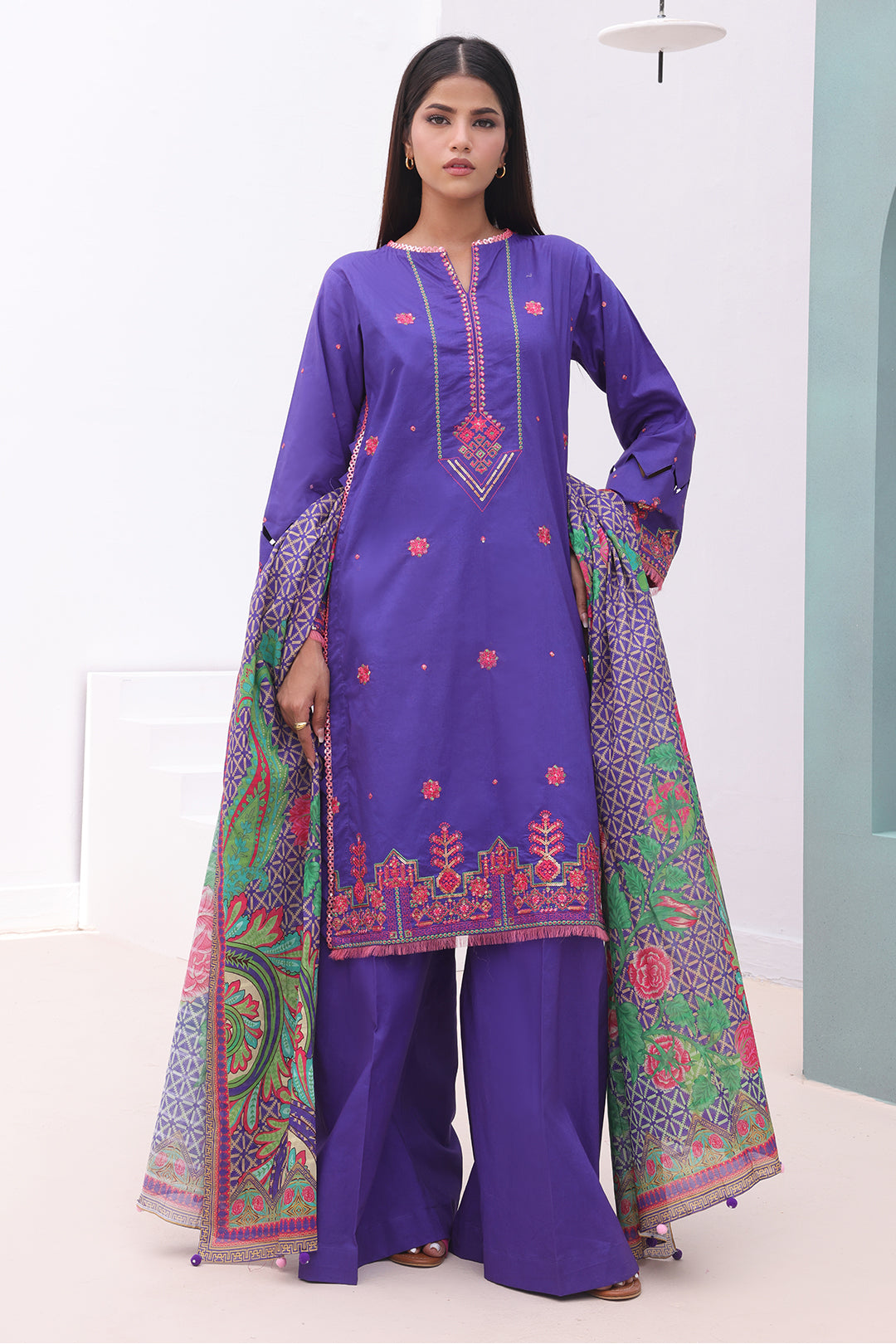 Zellbury | Unstitched 3 Piece Cambric | Embroidered Shirt Shalwar Dupatta - 0082 - by - Libasekhas UK - Registered Vendor of : Zellbury Women - 100% Original Designer Dresss