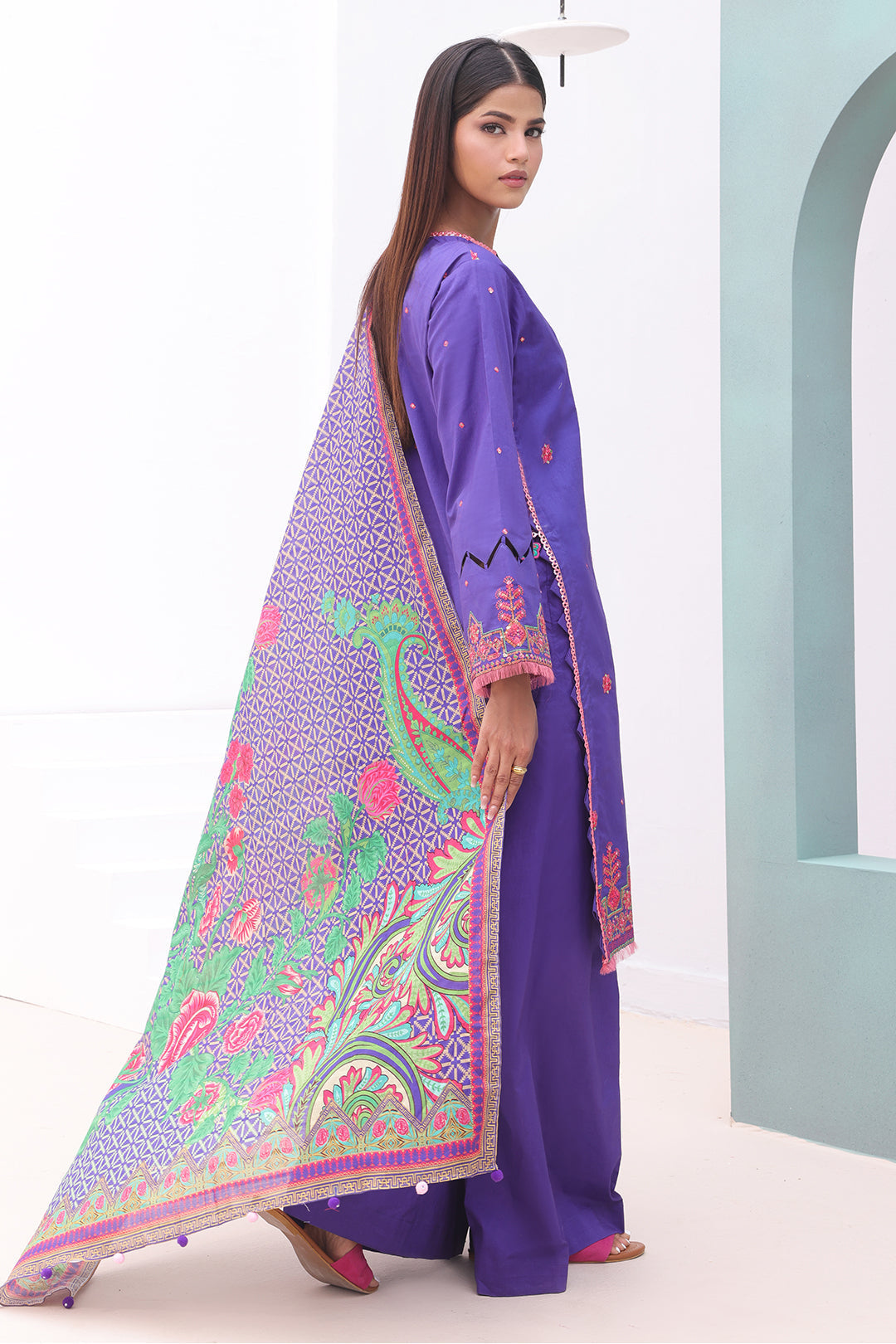 Zellbury | Unstitched 3 Piece Cambric | Embroidered Shirt Shalwar Dupatta - 0082 - by - Libasekhas UK - Registered Vendor of : Zellbury Women - 100% Original Designer Dresss