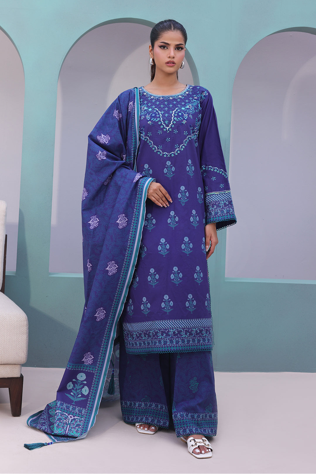 Zellbury | Unstitched 3 Piece Cambric | Embroidered Shirt Shalwar Dupatta - 0141 - by - Libasekhas UK - Registered Vendor of : Zellbury Women - 100% Original Designer Dresss