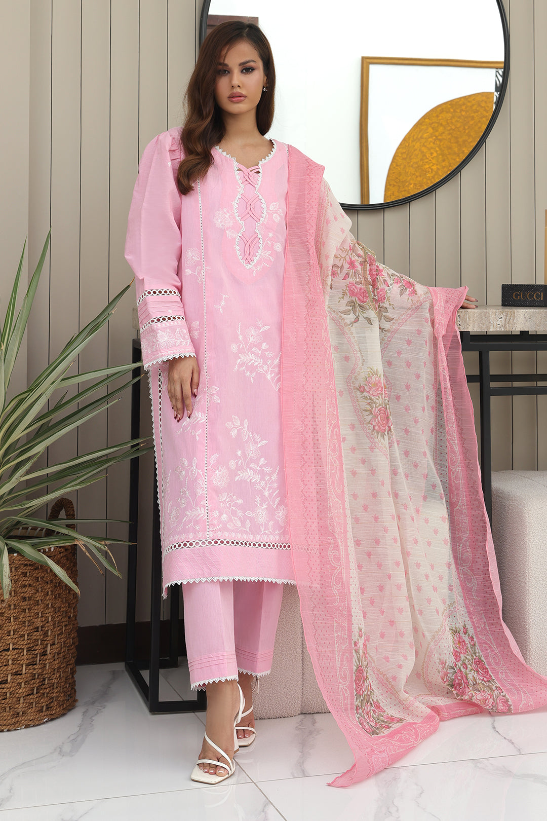 Zellbury | Unstitched 3 Piece Chambray | Embroidered Shirt Shalwar Dupatta - 0146 - by - Libasekhas UK - Registered Vendor of : Zellbury Women - 100% Original Designer Dresss