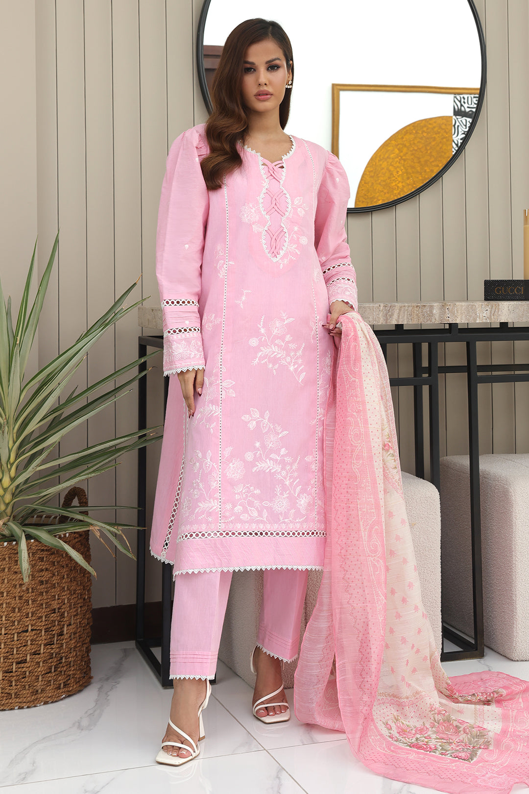 Zellbury | Unstitched 3 Piece Chambray | Embroidered Shirt Shalwar Dupatta - 0146 - by - Libasekhas UK - Registered Vendor of : Zellbury Women - 100% Original Designer Dresss