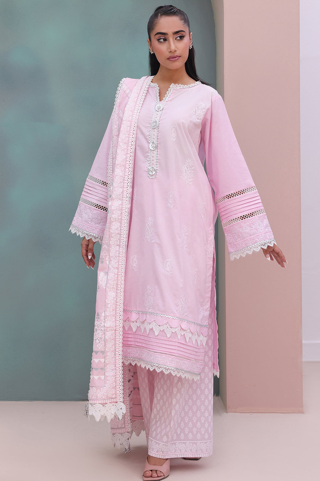 Zellbury | Unstitched 3 Piece Cambric | Embroidered Shirt Shalwar Dupatta - 0147 - by - Libasekhas UK - Registered Vendor of : Zellbury Women - 100% Original Designer Dresss