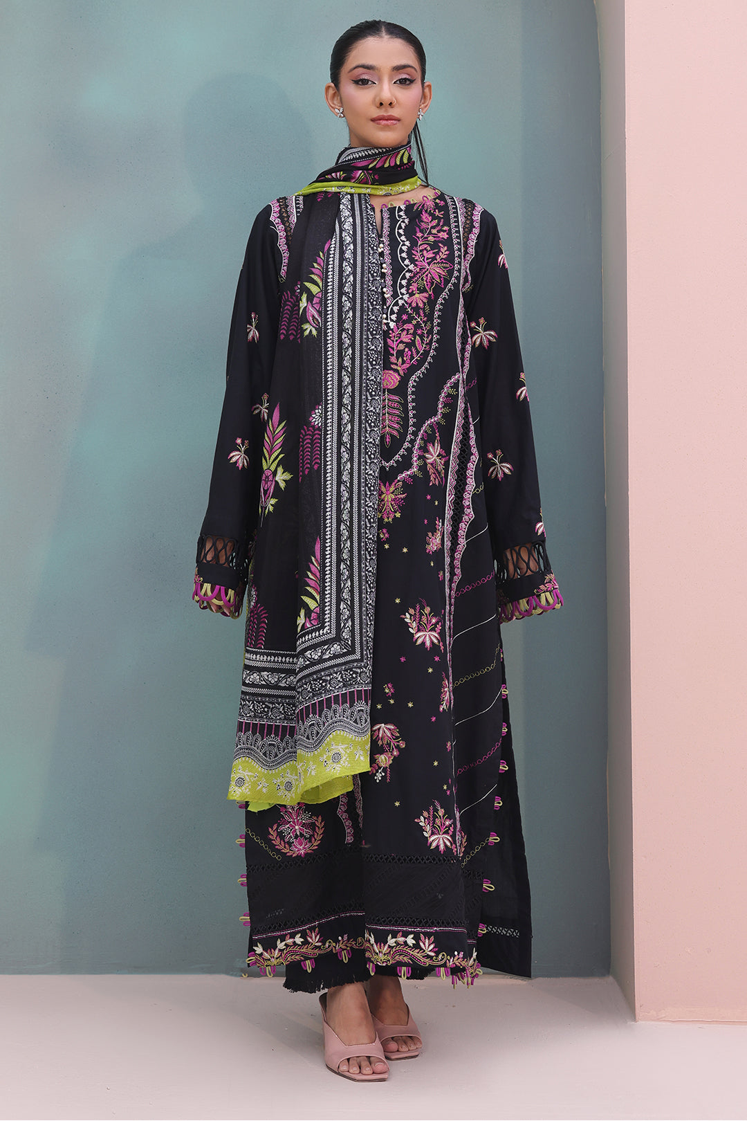 Zellbury | Unstitched 3 Piece Chambray | Embroidered Shirt Shalwar Dupatta - 0148 - by - Libasekhas UK - Registered Vendor of : Zellbury Women - 100% Original Designer Dresss