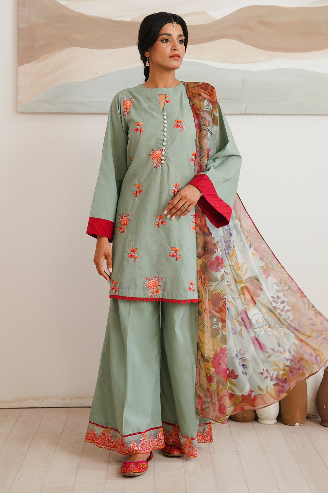 Zellbury | Unstitched 3 Piece Cambric | Embroidered Shirt Shalwar Dupatta - 0149 - by - Libasekhas UK - Registered Vendor of : Zellbury Women - 100% Original Designer Dresss