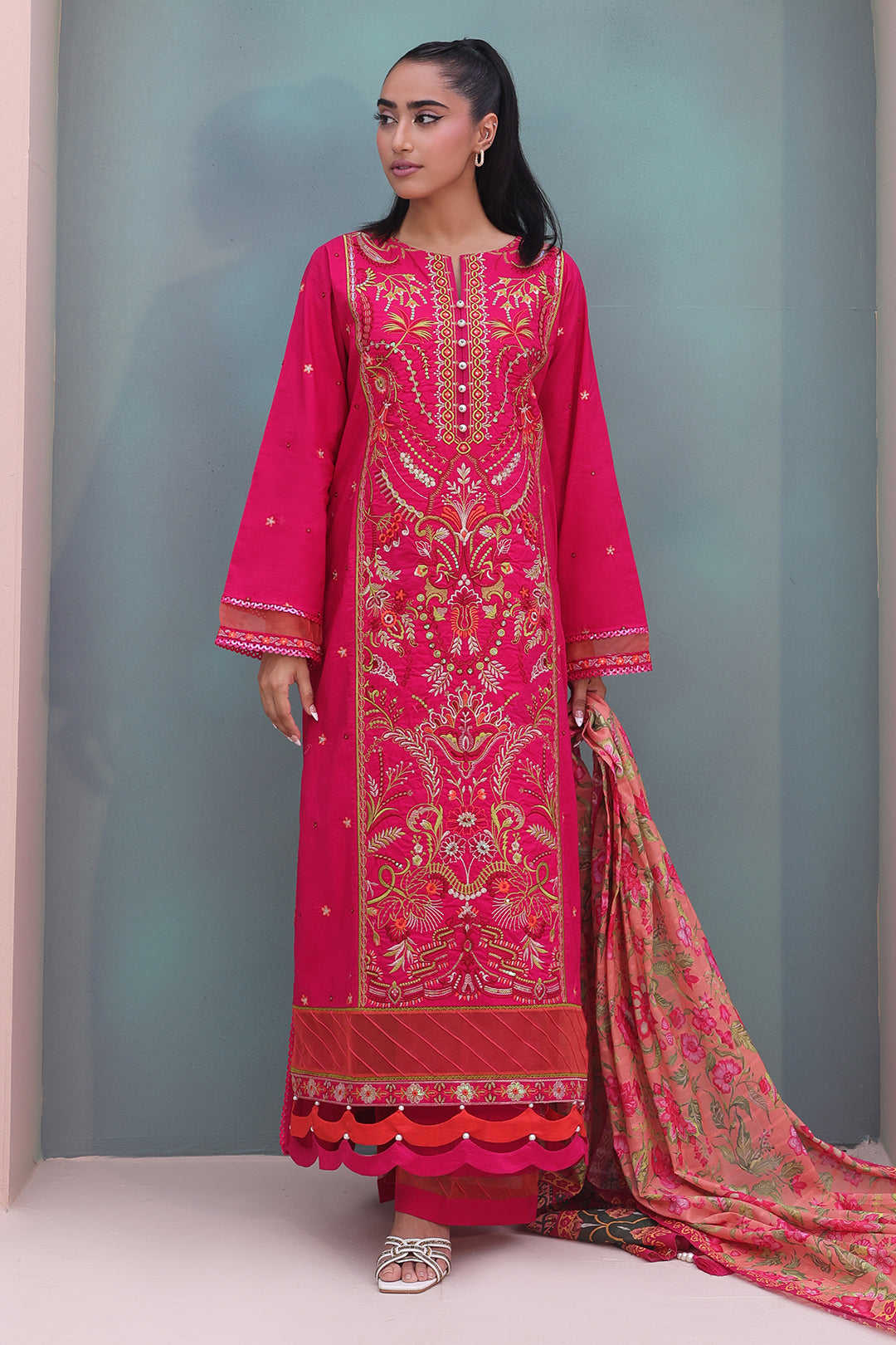 Zellbury | Unstitched 3 Piece Cambric | Embroidered Shirt Shalwar Dupatta - 0151 - by - Libasekhas UK - Registered Vendor of : Zellbury Women - 100% Original Designer Dresss