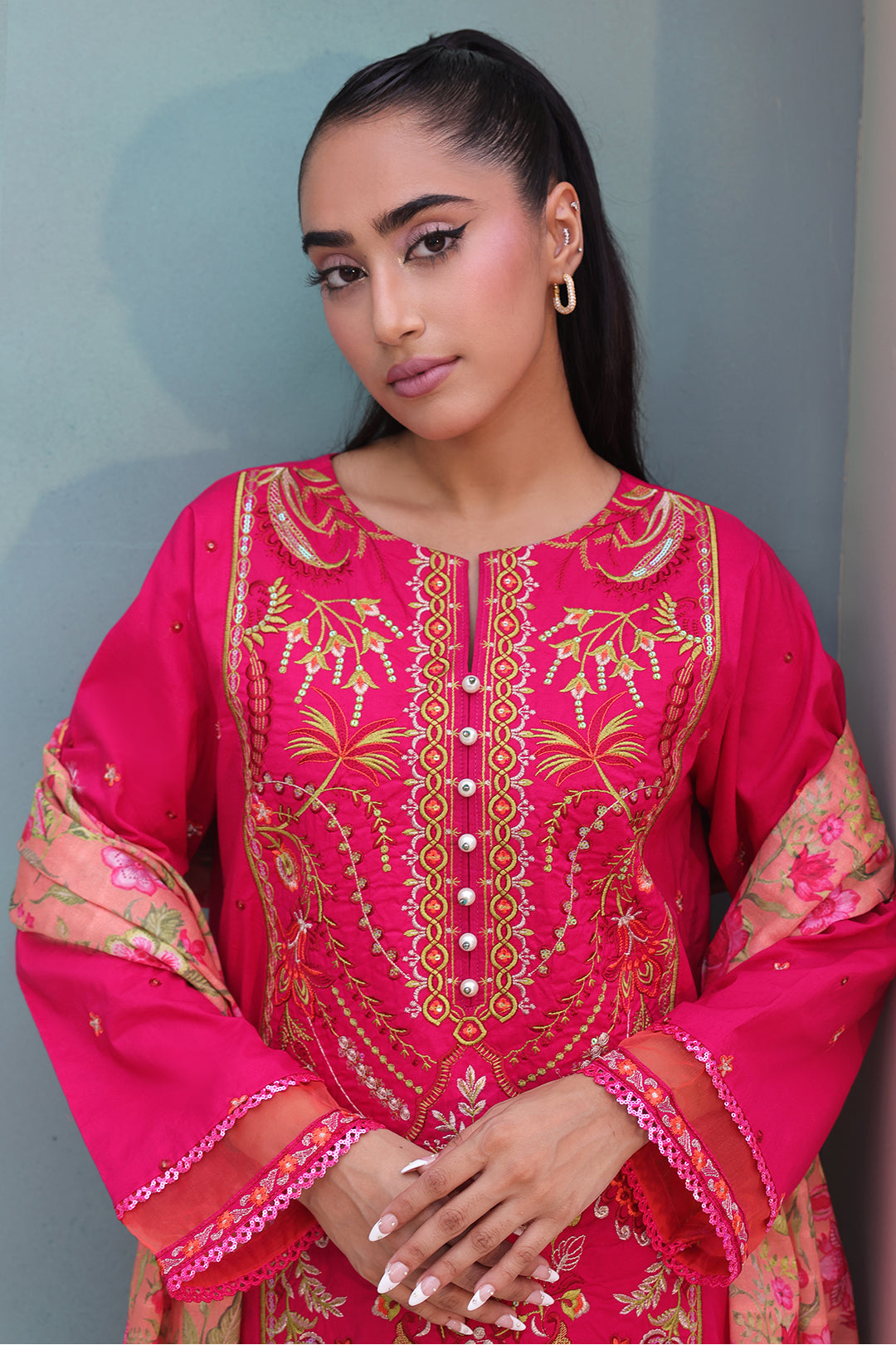 Zellbury | Unstitched 3 Piece Cambric | Embroidered Shirt Shalwar Dupatta - 0151 - by - Libasekhas UK - Registered Vendor of : Zellbury Women - 100% Original Designer Dresss