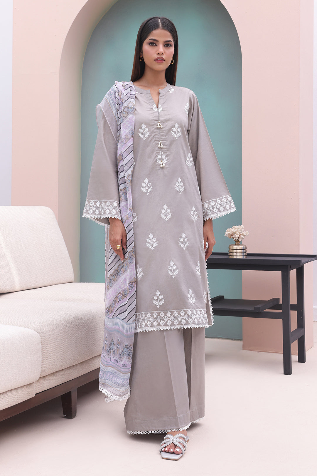 Zellbury | Unstitched 3 Piece Cambric | Embroidered Shirt Shalwar Dupatta - 0601 - by - Libasekhas UK - Registered Vendor of : Zellbury Women - 100% Original Designer Dresss