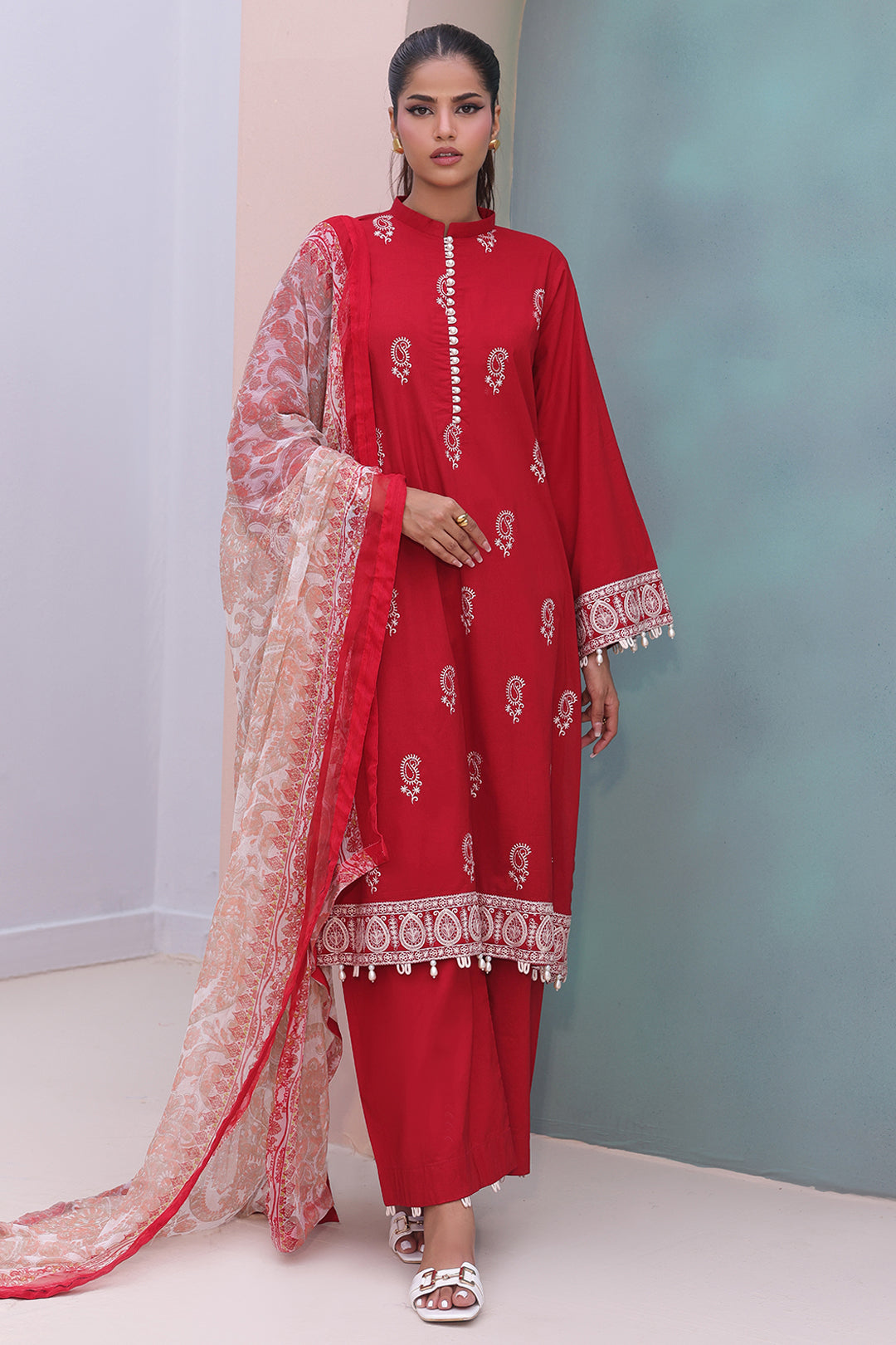 Zellbury | Unstitched 3 Piece Cambric | Embroidered Shirt Shalwar Dupatta - 0602 - by - Libasekhas UK - Registered Vendor of : Zellbury Women - 100% Original Designer Dresss