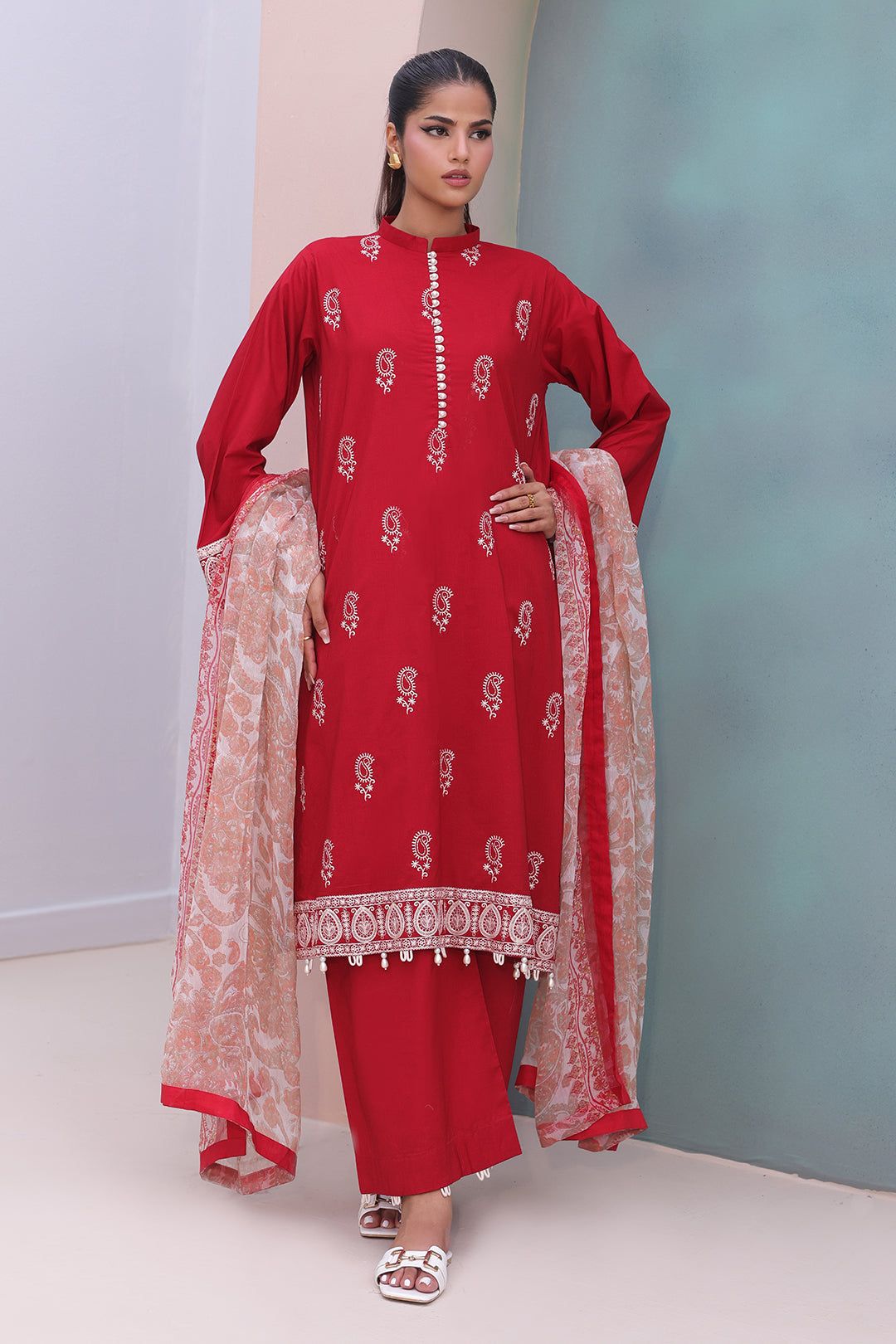 Zellbury | Unstitched 3 Piece Cambric | Embroidered Shirt Shalwar Dupatta - 0602 - by - Libasekhas UK - Registered Vendor of : Zellbury Women - 100% Original Designer Dresss