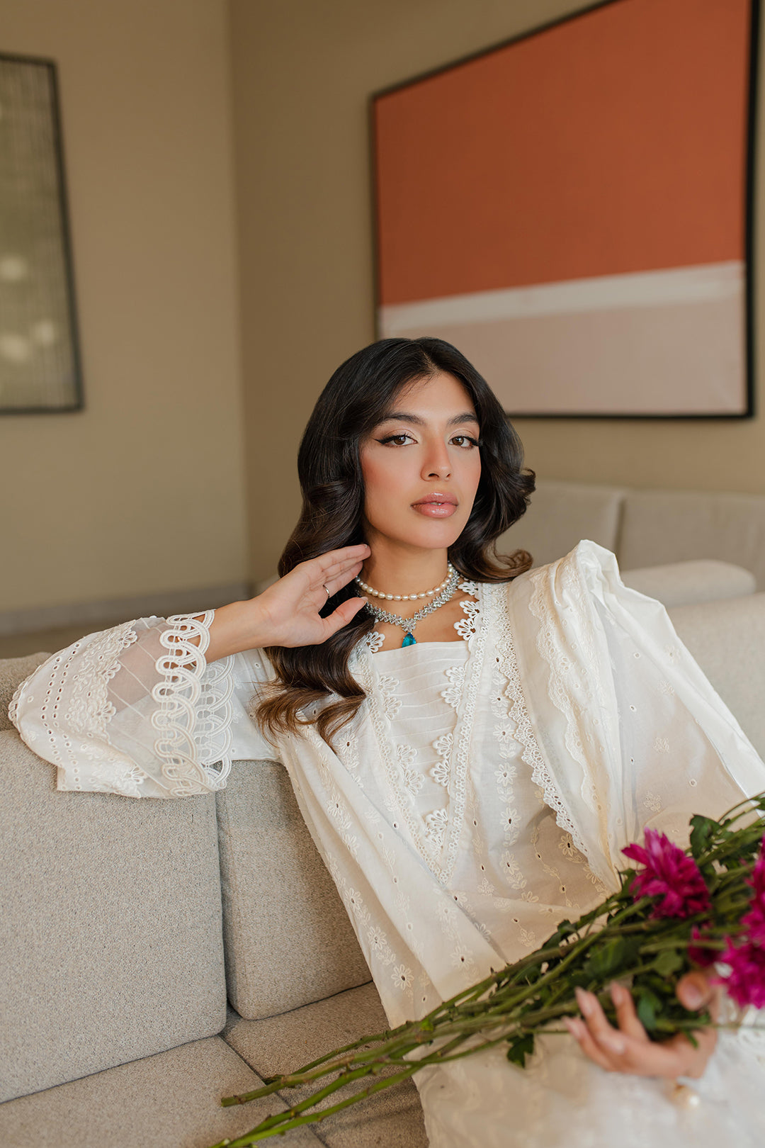 Zellbury | Unstitched 3 Piece Chikankari | Embroidered Shirt Shalwar Dupatta - 0704 - by - Libasekhas UK - Registered Vendor of : Zellbury Women - 100% Original Designer Dresss