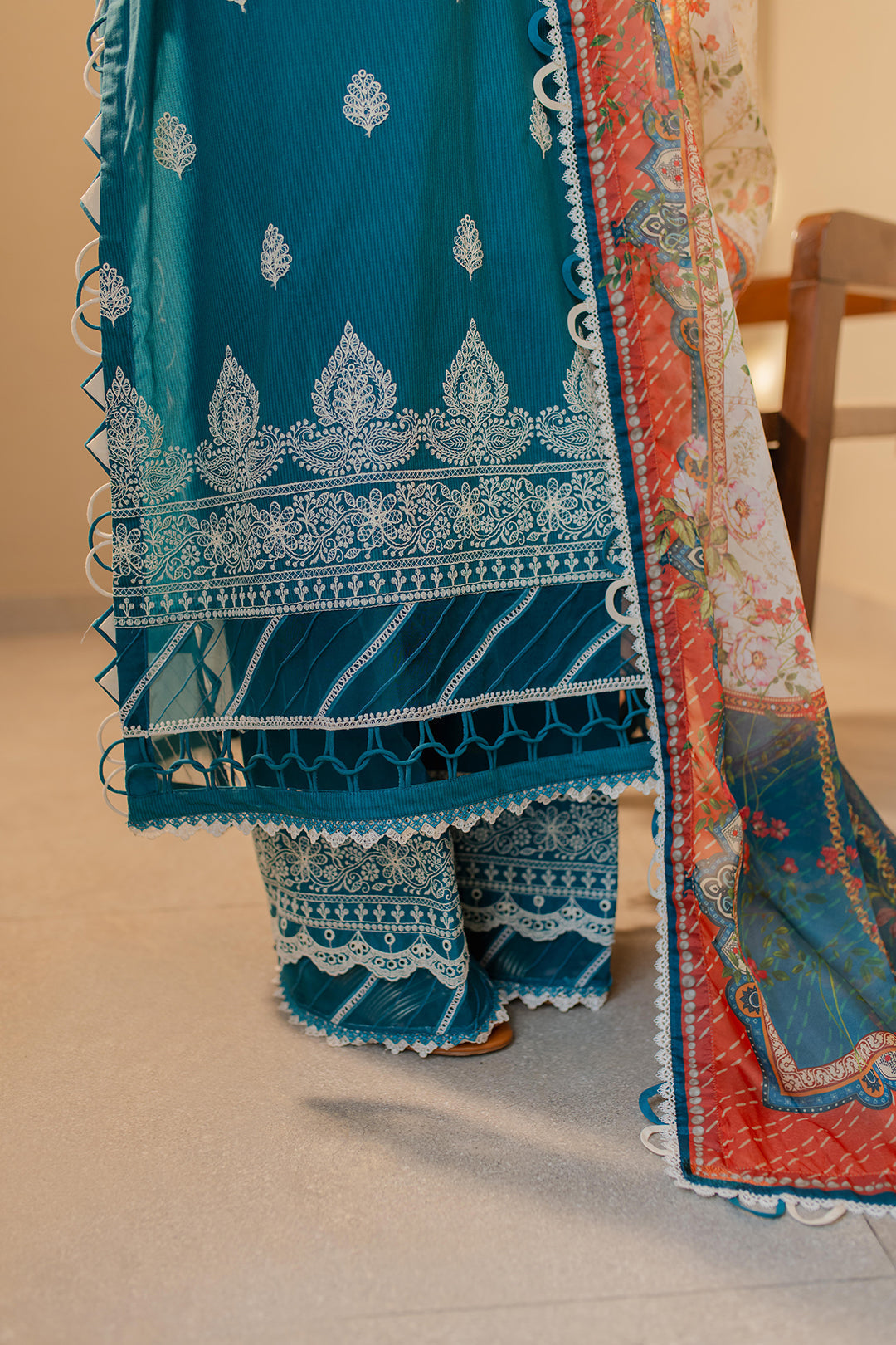 Zellbury | Unstitched 3 Piece Chikankari | Embroidered Shirt Shalwar Dupatta - 0705 - by - Libasekhas UK - Registered Vendor of : Zellbury Women - 100% Original Designer Dresss