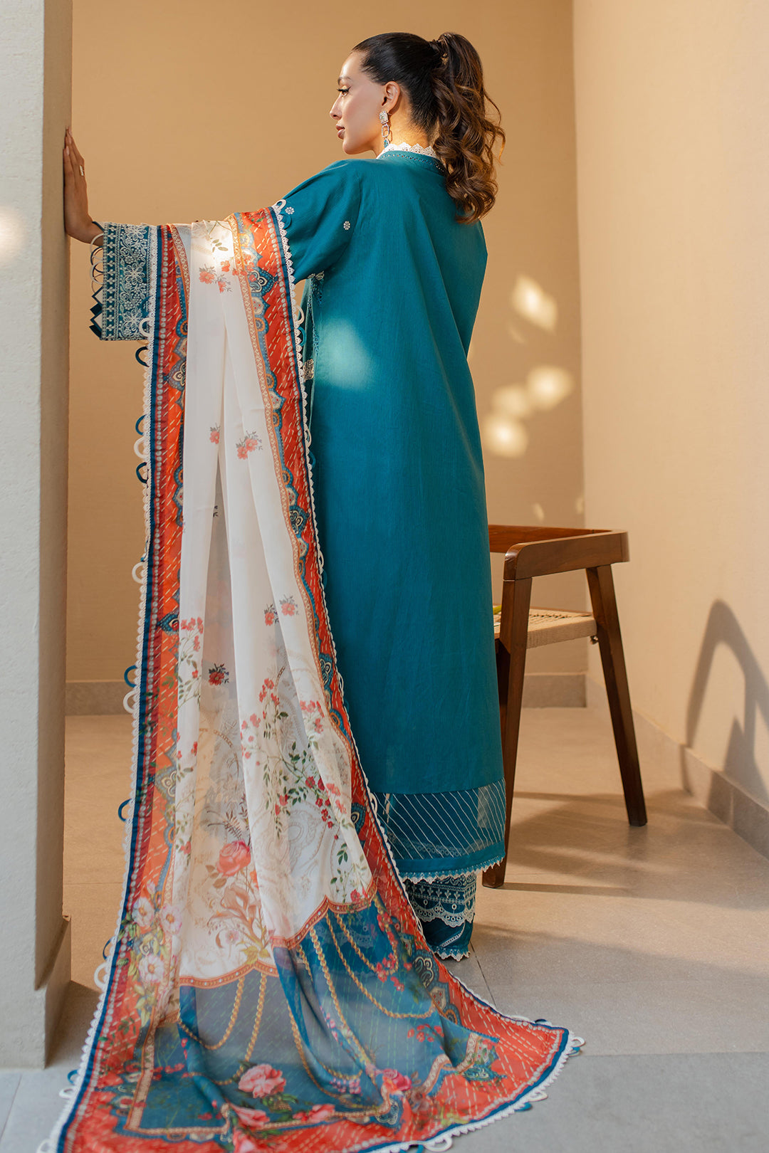 Zellbury | Unstitched 3 Piece Chikankari | Embroidered Shirt Shalwar Dupatta - 0705 - by - Libasekhas UK - Registered Vendor of : Zellbury Women - 100% Original Designer Dresss