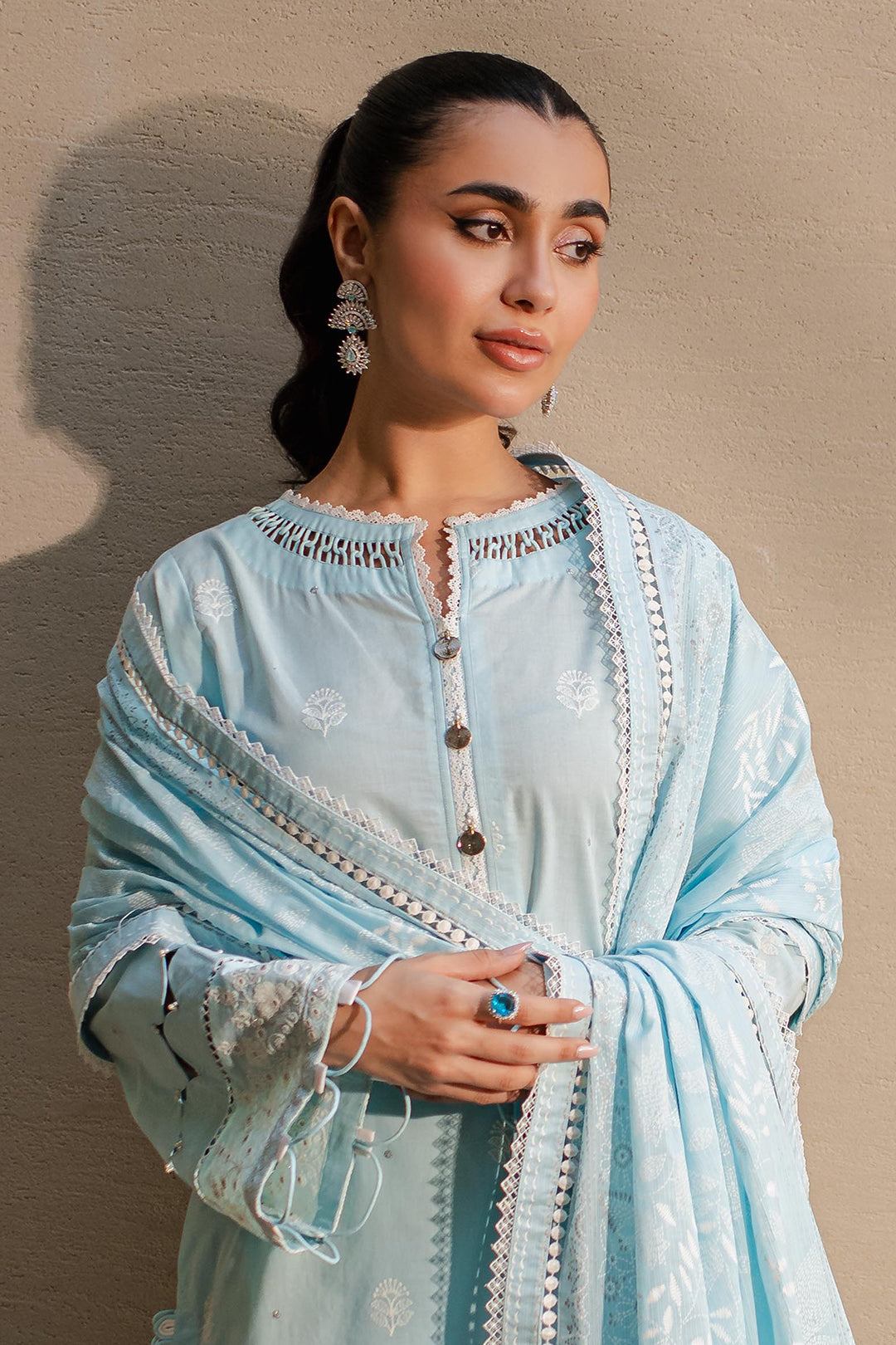 Zellbury | Unstitched 3 Piece Chikankari | Embroidered Shirt Shalwar Dupatta - 0709 - by - Libasekhas UK - Registered Vendor of : Zellbury Women - 100% Original Designer Dresss