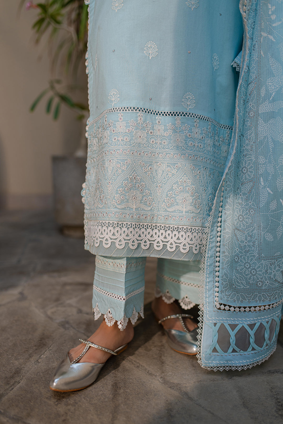 Zellbury | Unstitched 3 Piece Chikankari | Embroidered Shirt Shalwar Dupatta - 0709 - by - Libasekhas UK - Registered Vendor of : Zellbury Women - 100% Original Designer Dresss