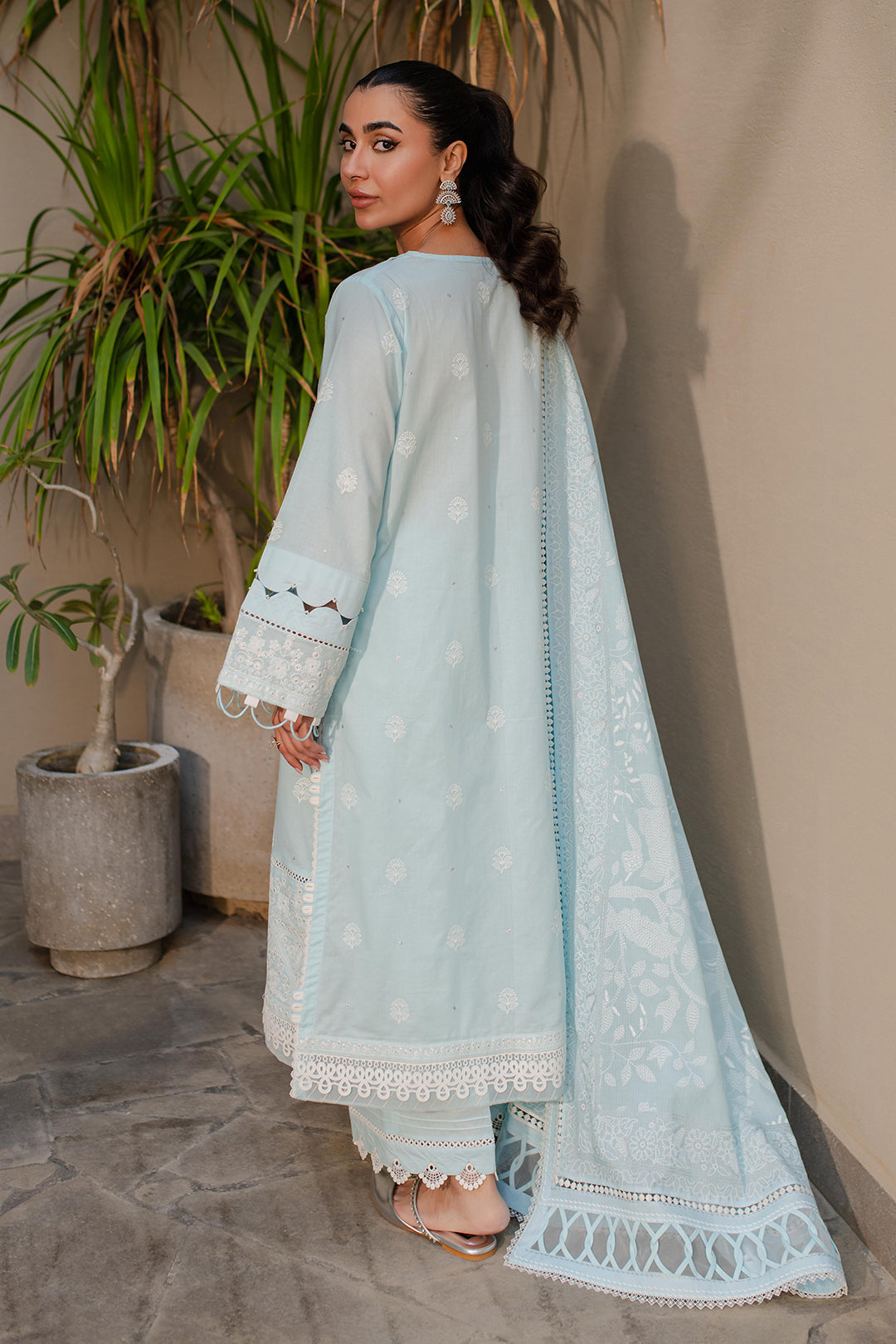 Zellbury | Unstitched 3 Piece Chikankari | Embroidered Shirt Shalwar Dupatta - 0709 - by - Libasekhas UK - Registered Vendor of : Zellbury Women - 100% Original Designer Dresss