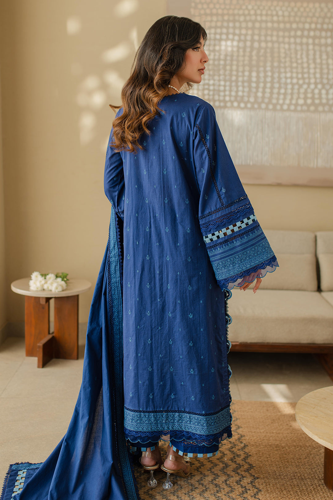 Zellbury | Unstitched 3 Piece Chikankari | Embroidered Shirt Shalwar Dupatta - 0711 - by - Libasekhas UK - Registered Vendor of : Zellbury Women - 100% Original Designer Dresss