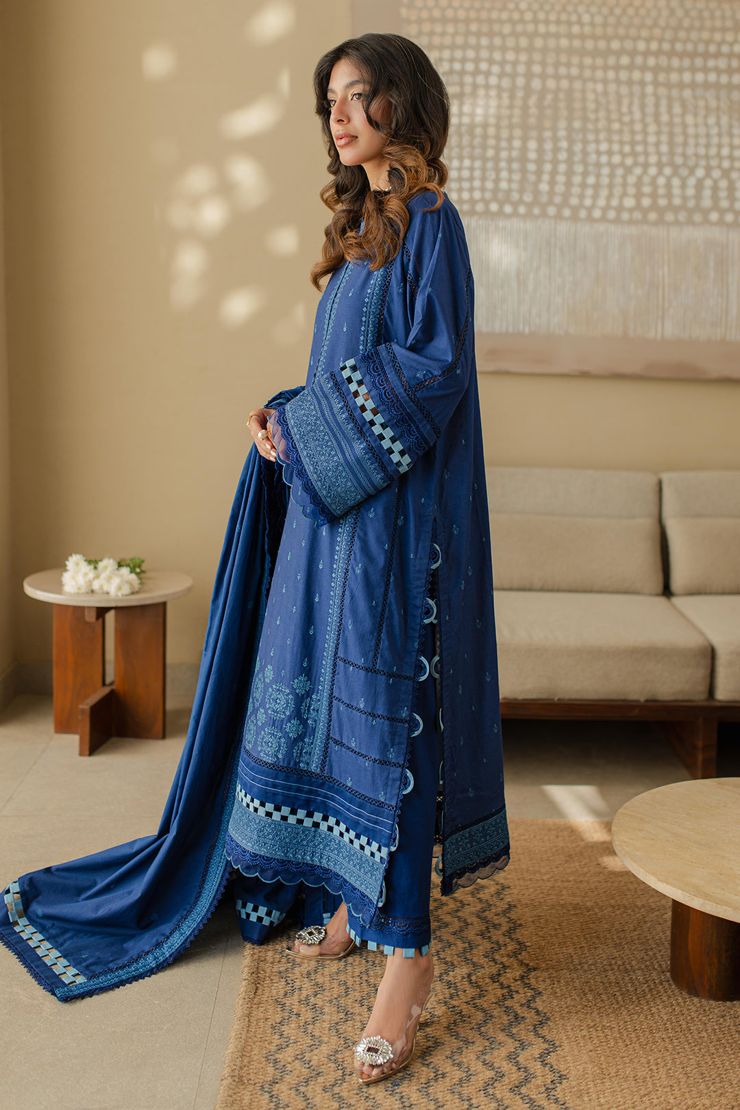 Zellbury | Unstitched 3 Piece Chikankari | Embroidered Shirt Shalwar Dupatta - 0711 - by - Libasekhas UK - Registered Vendor of : Zellbury Women - 100% Original Designer Dresss