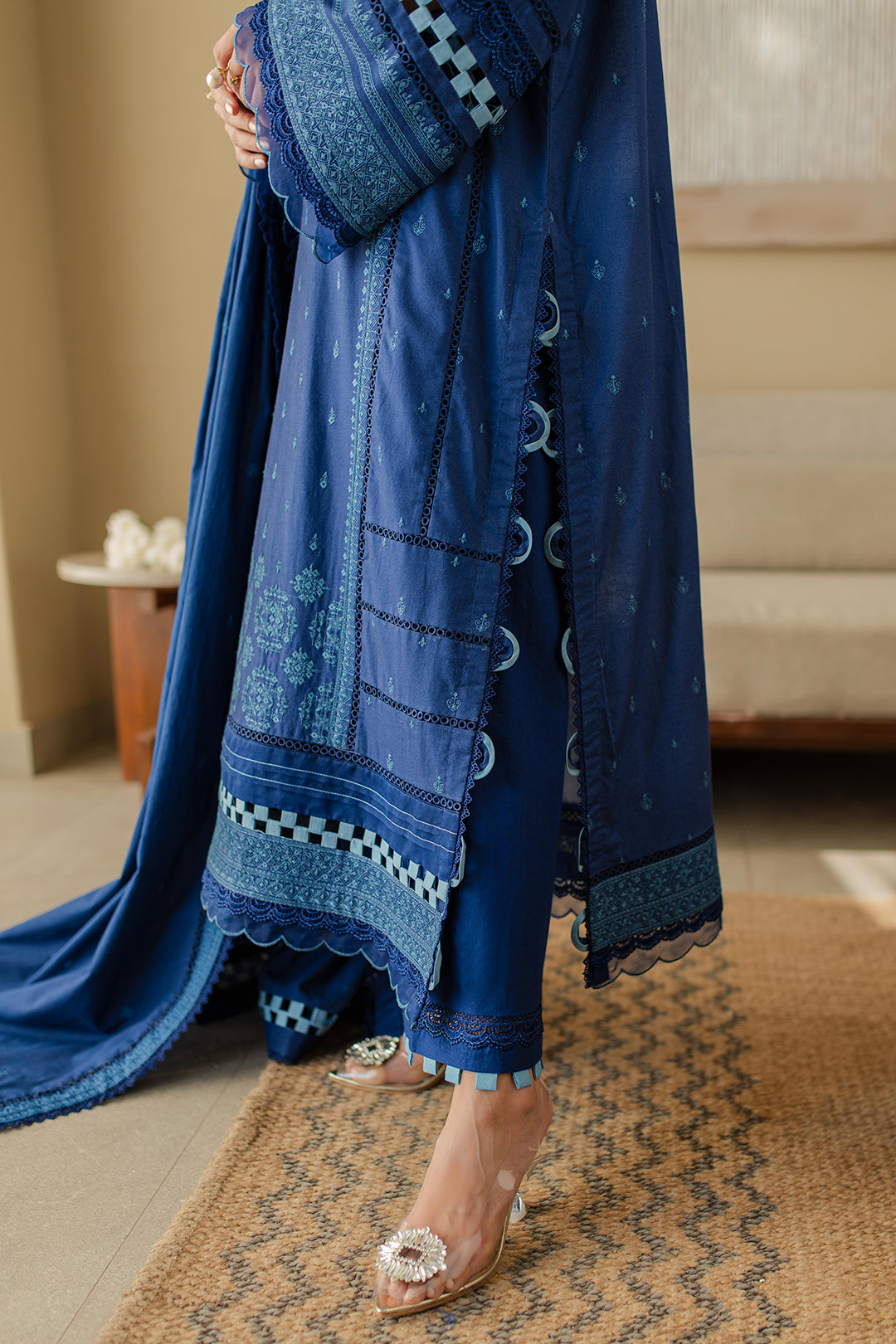 Zellbury | Unstitched 3 Piece Chikankari | Embroidered Shirt Shalwar Dupatta - 0711 - by - Libasekhas UK - Registered Vendor of : Zellbury Women - 100% Original Designer Dresss