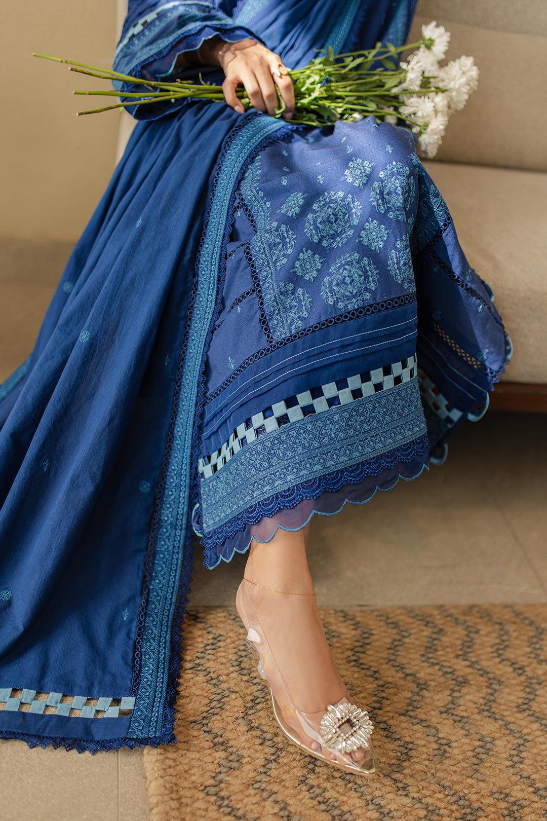 Zellbury | Unstitched 3 Piece Chikankari | Embroidered Shirt Shalwar Dupatta - 0711 - by - Libasekhas UK - Registered Vendor of : Zellbury Women - 100% Original Designer Dresss