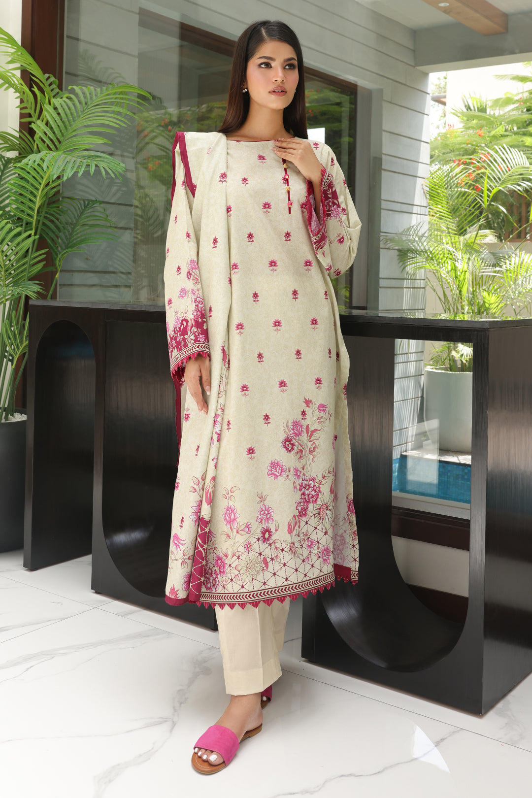 Zellbury | Unstitched 3 Piece Cambric | Shirt Shalwar Dupatta - 0040 - by - Libasekhas UK - Registered Vendor of : Zellbury Women - 100% Original Designer Dresss
