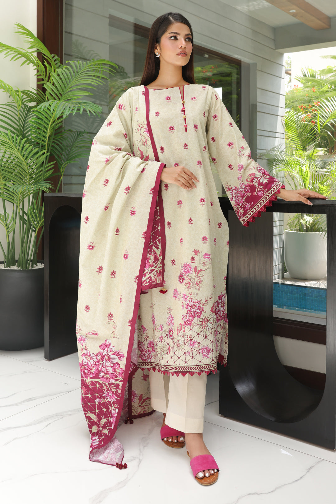 Zellbury | Unstitched 3 Piece Cambric | Shirt Shalwar Dupatta - 0040 - by - Libasekhas UK - Registered Vendor of : Zellbury Women - 100% Original Designer Dresss
