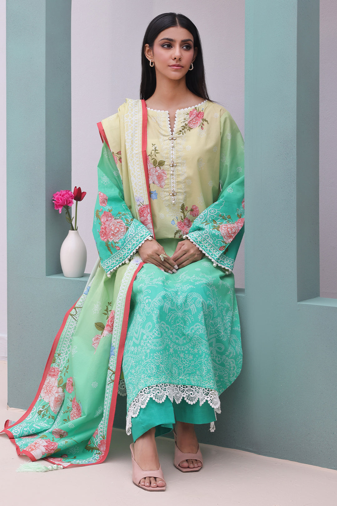 Zellbury | Unstitched 3 Piece Cambric | Shirt Shalwar Dupatta - 0043 - by - Libasekhas UK - Registered Vendor of : Zellbury Women - 100% Original Designer Dresss