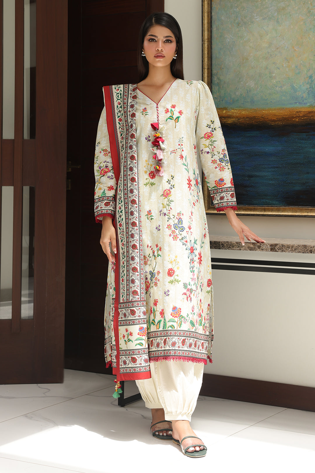 Zellbury | Unstitched 3 Piece Cambric | Shirt Shalwar Dupatta - 0044 - by - Libasekhas UK - Registered Vendor of : Zellbury Women - 100% Original Designer Dresss