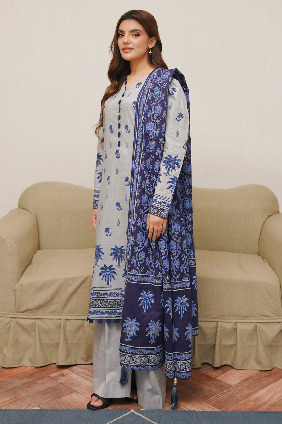 Zellbury | Unstitched 3 Piece Cambric | Shirt Shalwar Dupatta - 0056 - by - Libasekhas UK - Registered Vendor of : Zellbury Women - 100% Original Designer Dresss