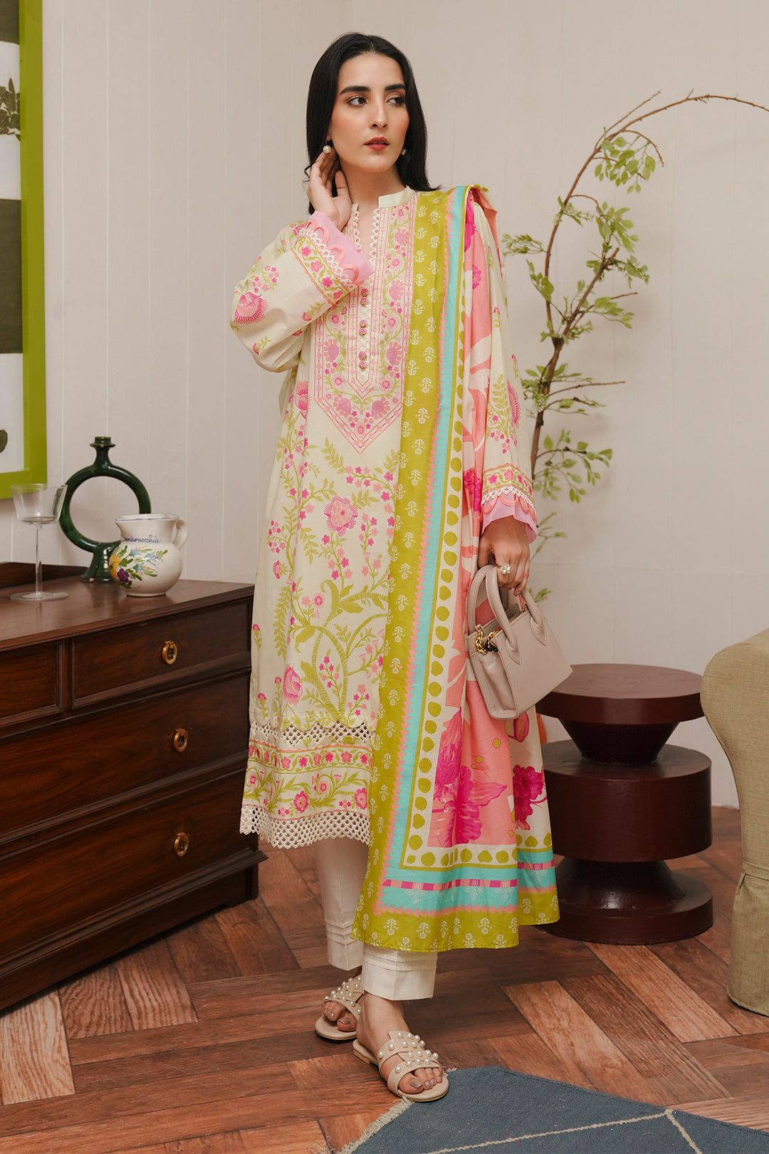 Zellbury | Unstitched 3 Piece Cambric | Shirt Shalwar Dupatta - 0057 - by - Libasekhas UK - Registered Vendor of : Zellbury Women - 100% Original Designer Dresss