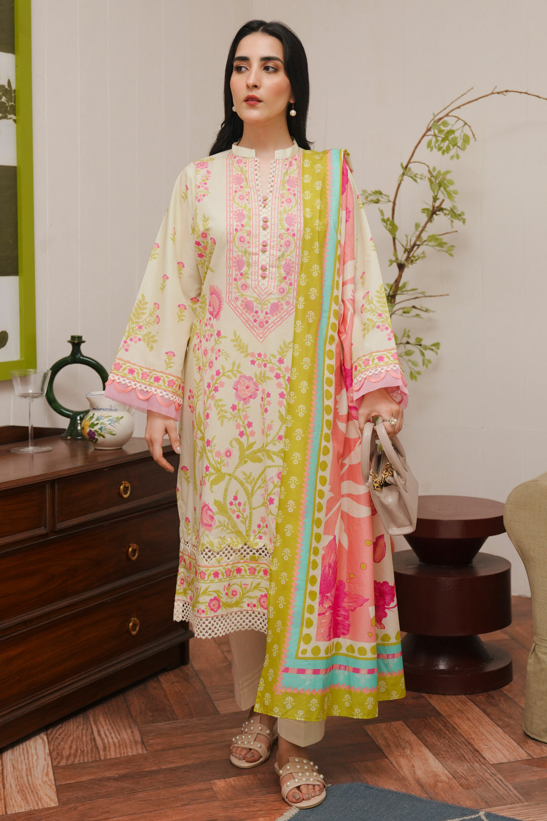 Zellbury | Unstitched 3 Piece Cambric | Shirt Shalwar Dupatta - 0057 - by - Libasekhas UK - Registered Vendor of : Zellbury Women - 100% Original Designer Dresss