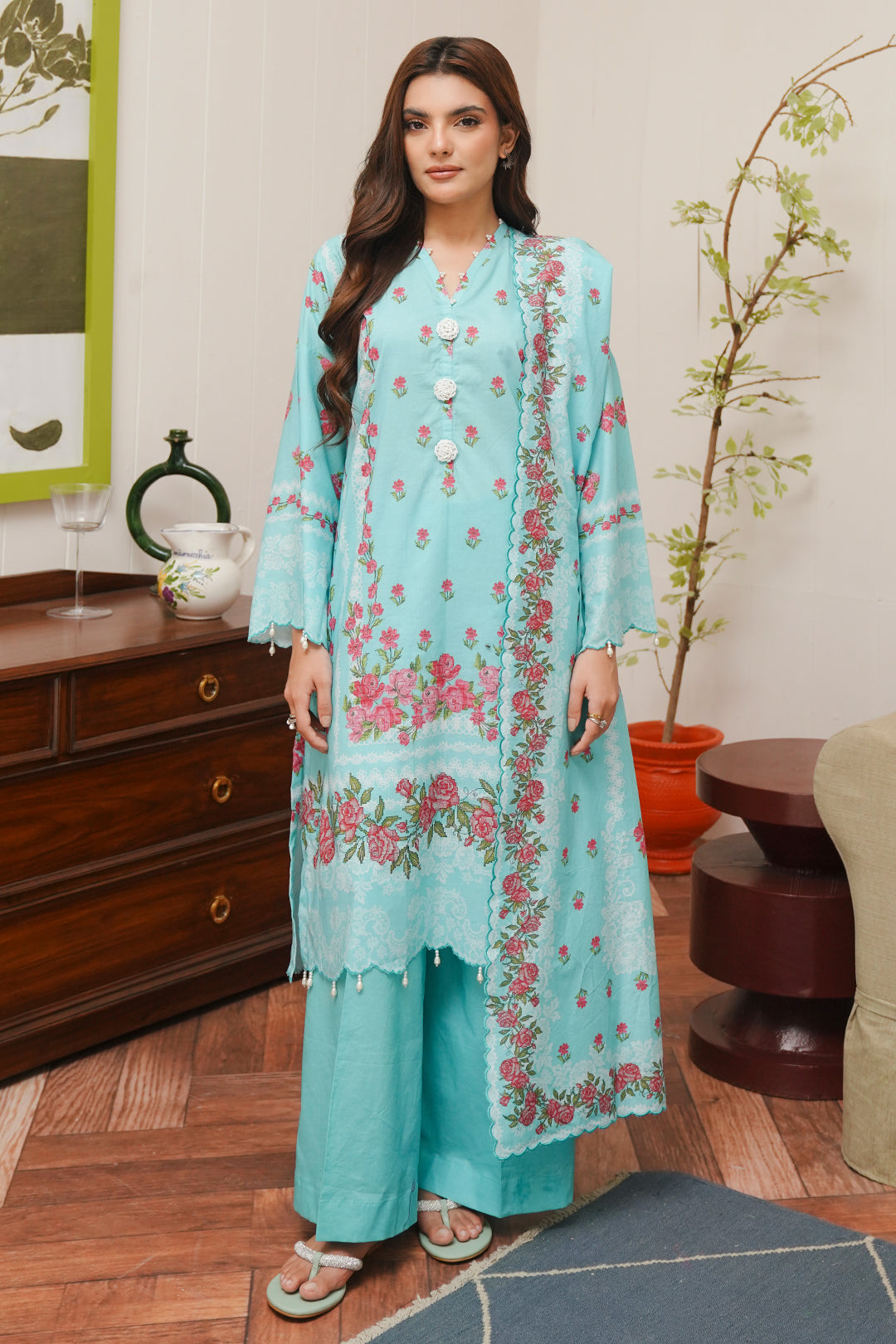 Zellbury | Unstitched 3 Piece Cambric | Shirt Shalwar Dupatta - 0122 - by - Libasekhas UK - Registered Vendor of : Zellbury Women - 100% Original Designer Dresss