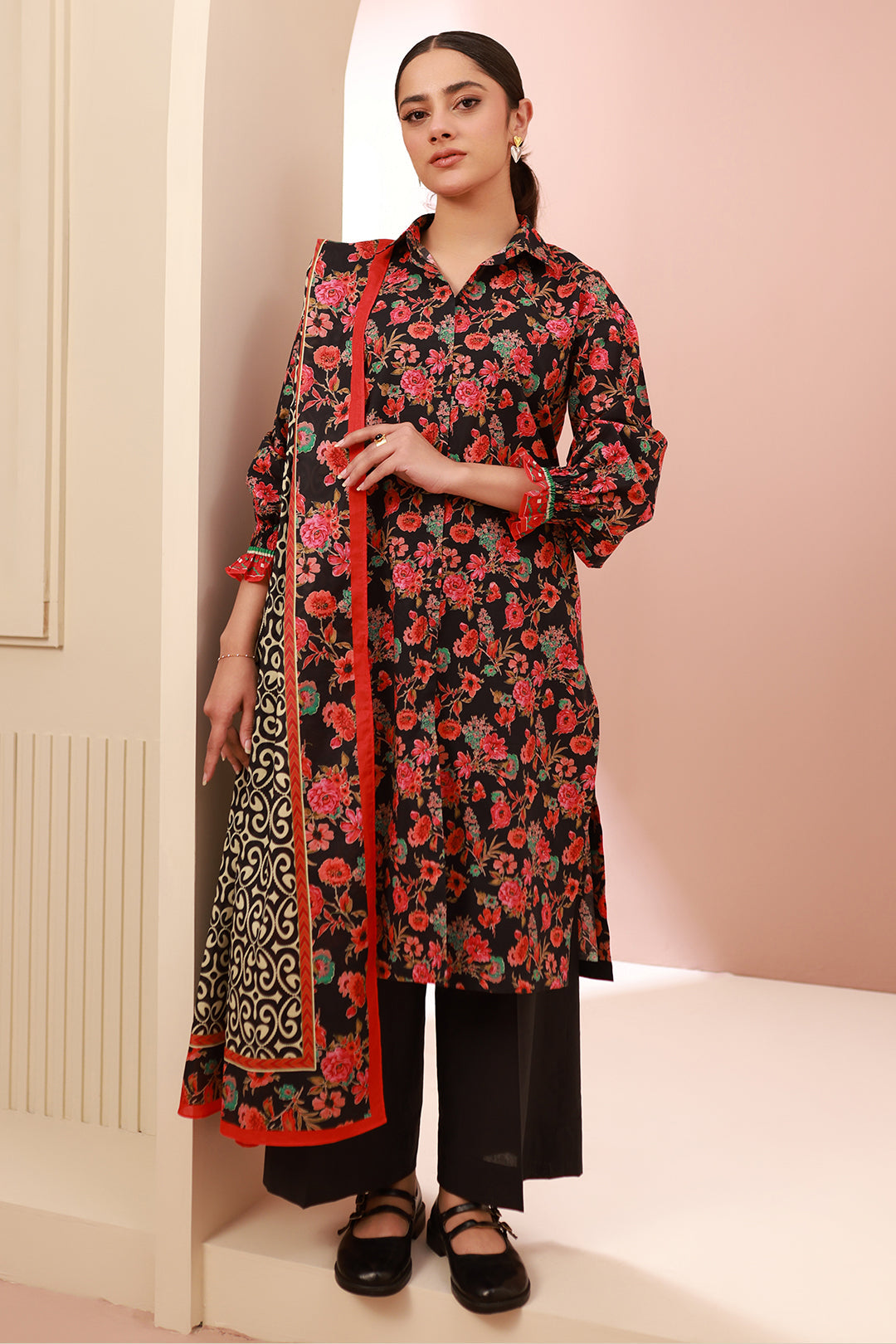 Zellbury | Unstitched 3 Piece Cambric | Shirt Shalwar Dupatta - 0636 - by - Libasekhas UK - Registered Vendor of : Zellbury Women - 100% Original Designer Dresss