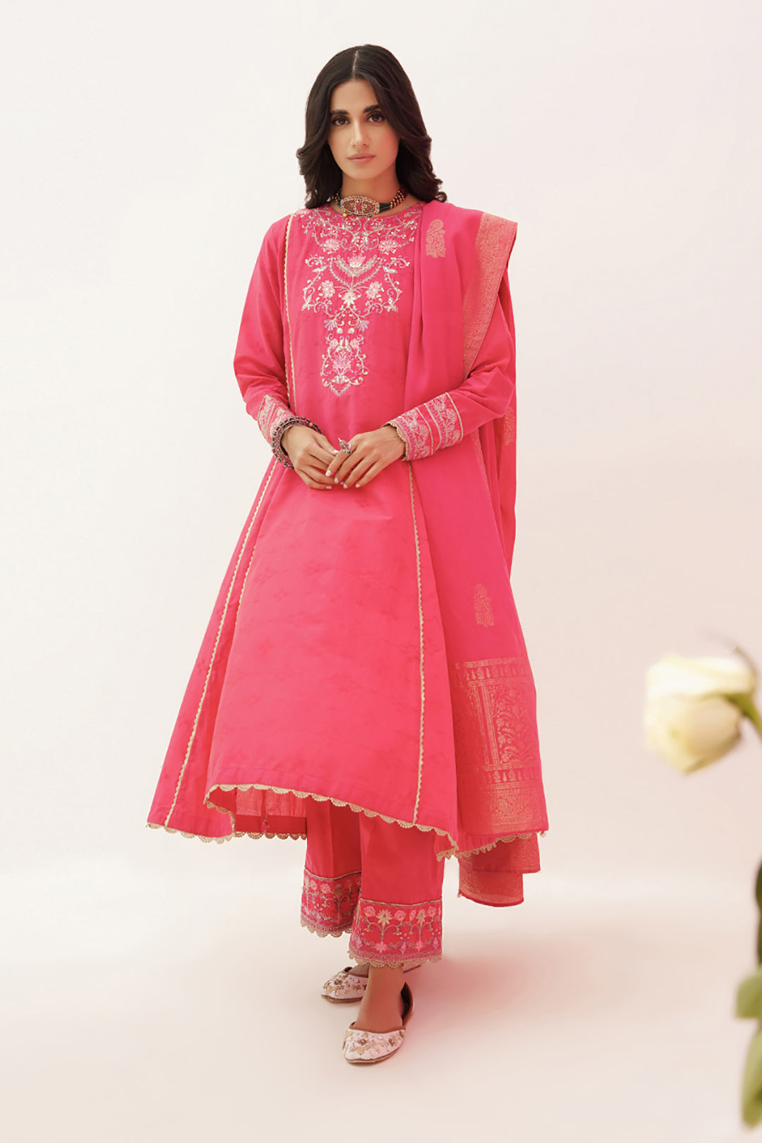 Zellbury | Unstitched 3 Piece Lawn | Embroidered Shirt Shalwar Dupatta - 0351 - by - Libasekhas UK - Registered Vendor of : Zellbury Women - 100% Original Designer Dresss