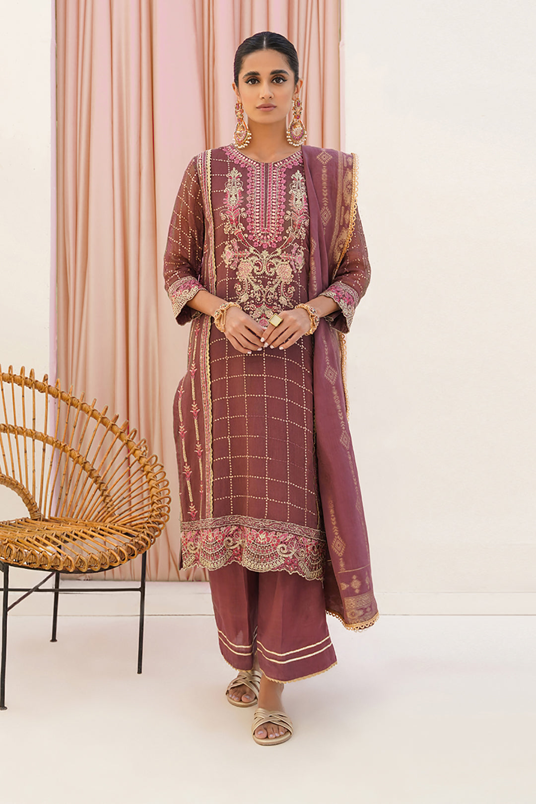 Zellbury | Unstitched 3 Piece Khaddi | Embroidered Shirt Shalwar Dupatta - 0356 - by - Libasekhas UK - Registered Vendor of : Zellbury Women - 100% Original Designer Dresss