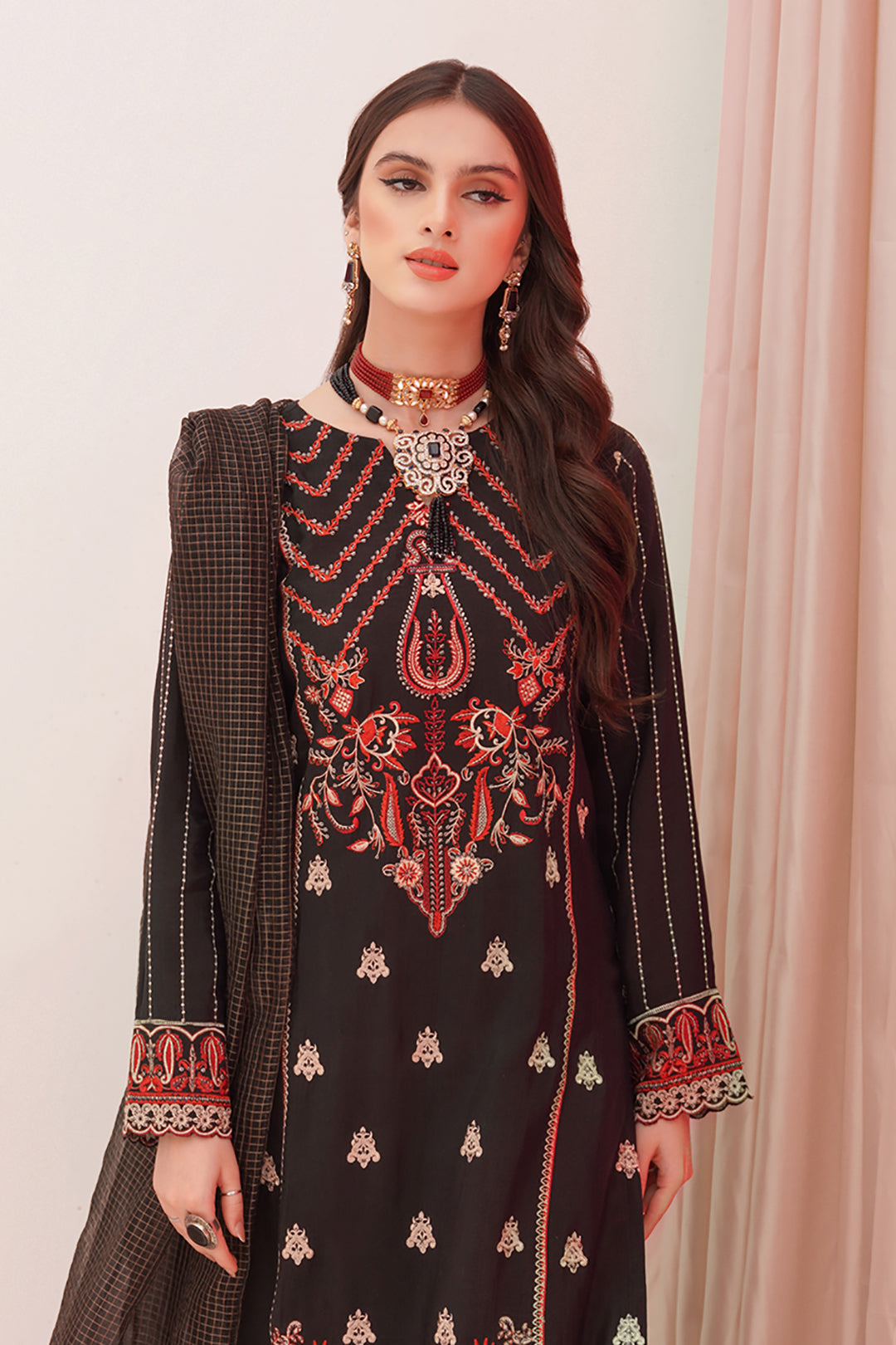 Zellbury | Unstitched 3 Piece Raw Silk | Embroidered Shirt Shalwar Dupatta - 0357 - by - Libasekhas UK - Registered Vendor of : Zellbury Women - 100% Original Designer Dresss