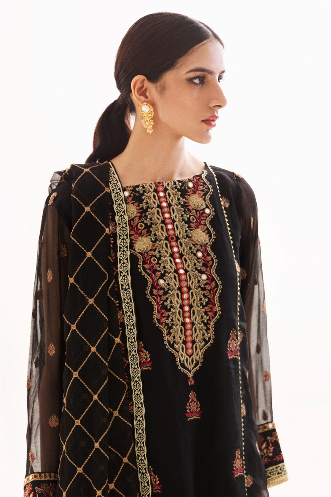 Zellbury | Unstitched 3 Piece Chiffon | Embroidered Shirt Shalwar Dupatta - 0293 - by - Libasekhas UK - Registered Vendor of : Zellbury Women - 100% Original Designer Dresss